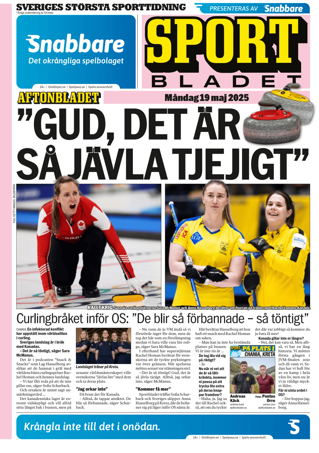 Prima-pagina-Sportbladet-oggi-edizione-di-oggi-20250519