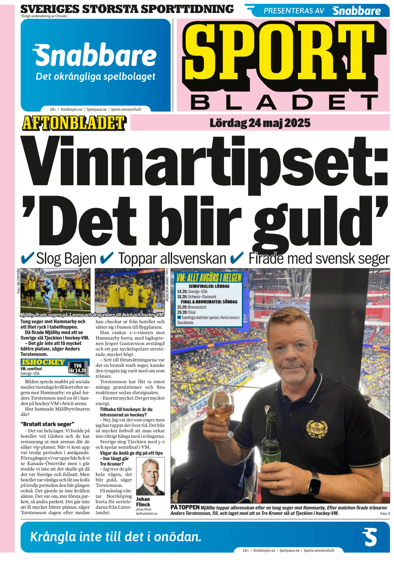 Prima-pagina-Sportbladet-oggi-edizione-di-oggi-20250524