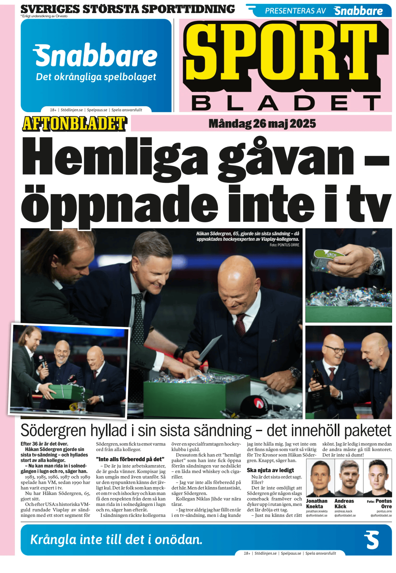 Prima-pagina-Sportbladet-oggi-edizione-di-oggi-20250526