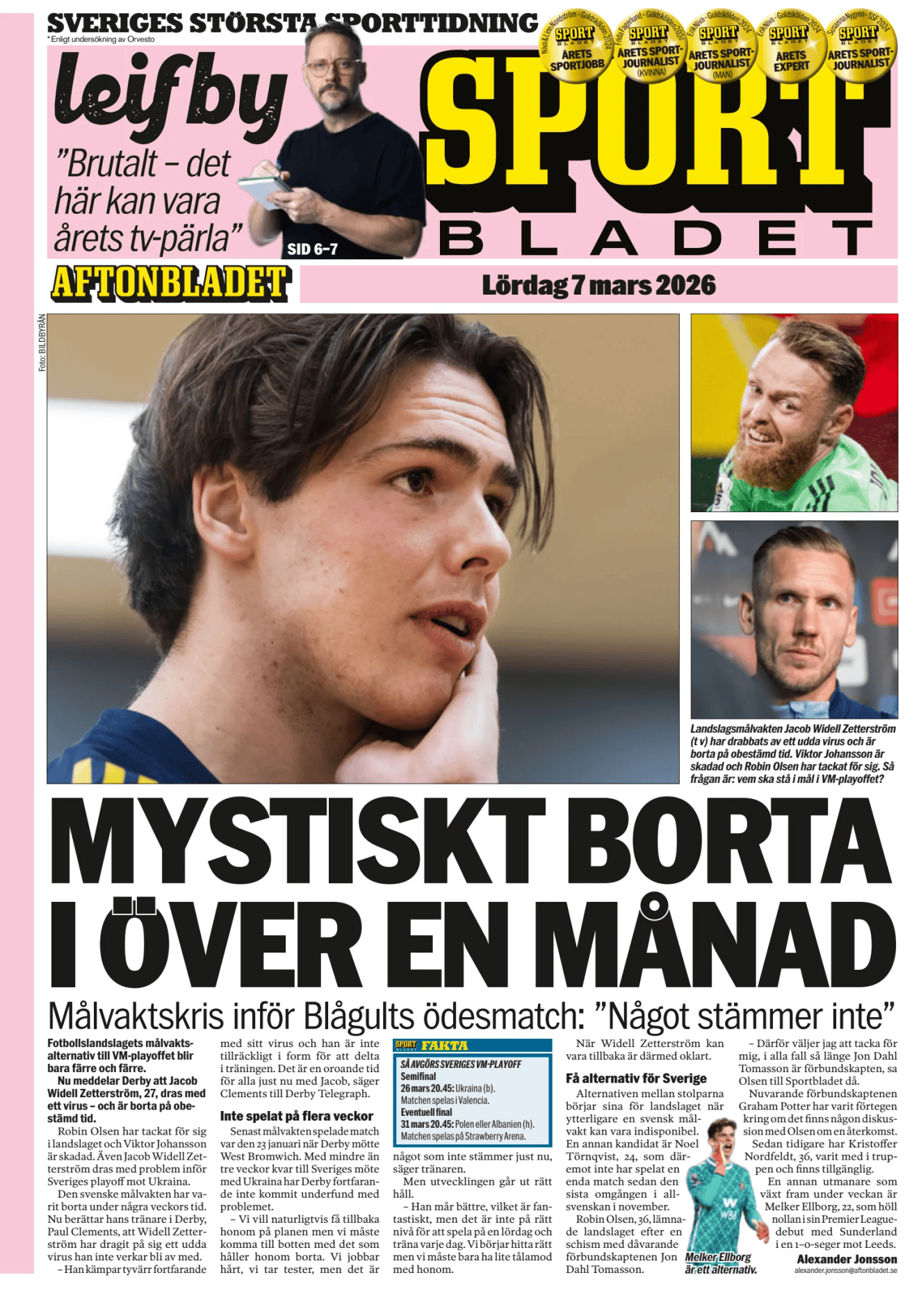 Prima-pagina-Sportbladet-oggi-edizione-di-oggi-20260307