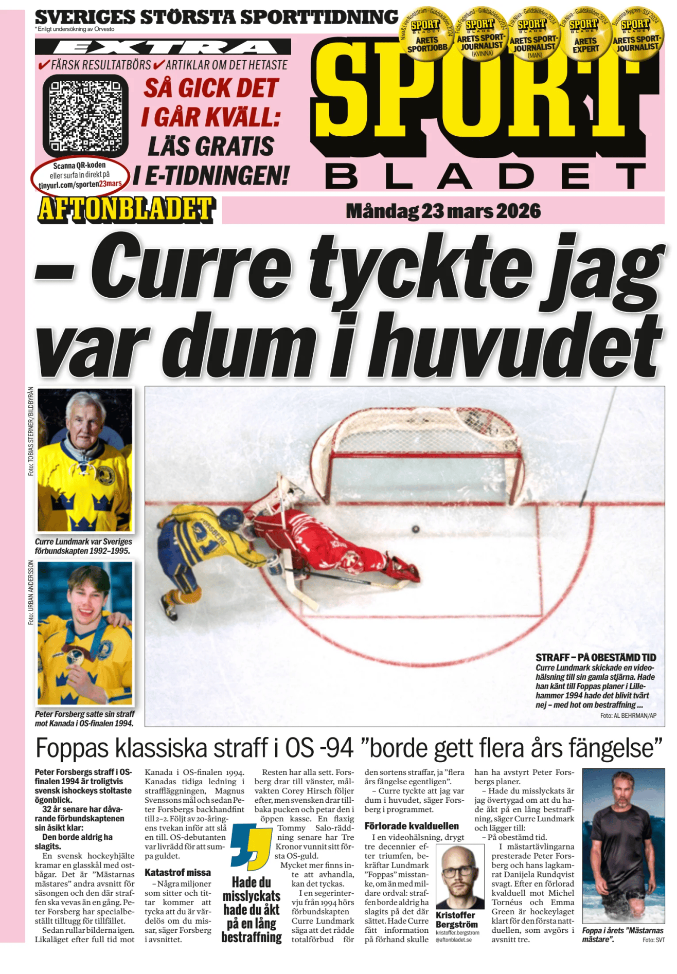 Prima-pagina-Sportbladet-oggi-edizione-di-oggi-20260323
