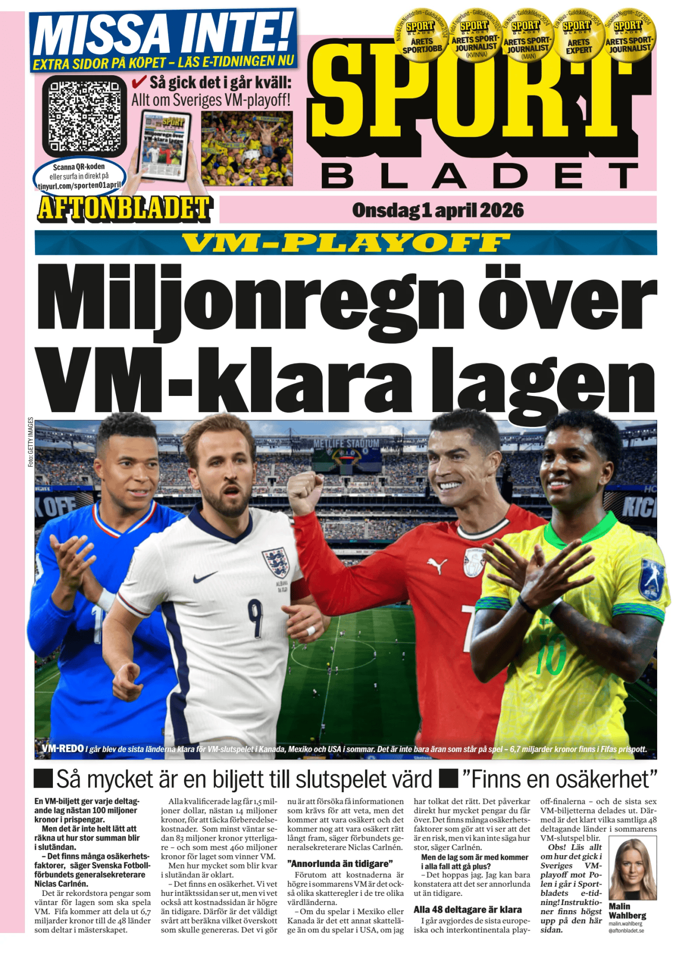 Prima-pagina-Sportbladet-oggi-edizione-di-oggi-20260401