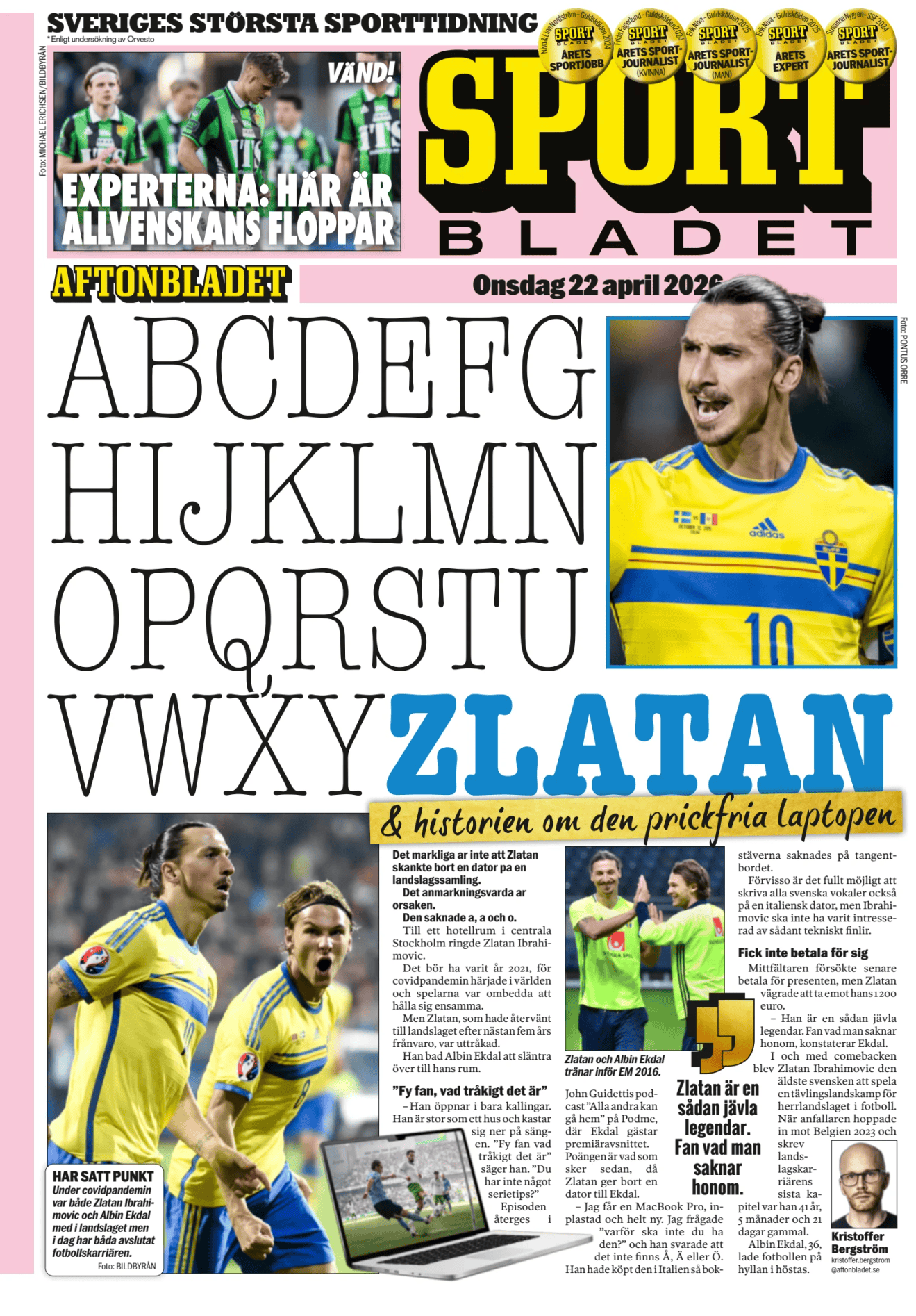 Prima-pagina-Sportbladet-oggi-edizione-di-oggi-20260422
