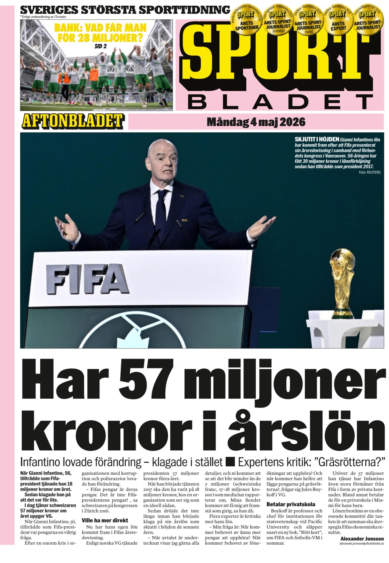 Prima-pagina-Sportbladet-oggi-edizione-di-oggi-20260504