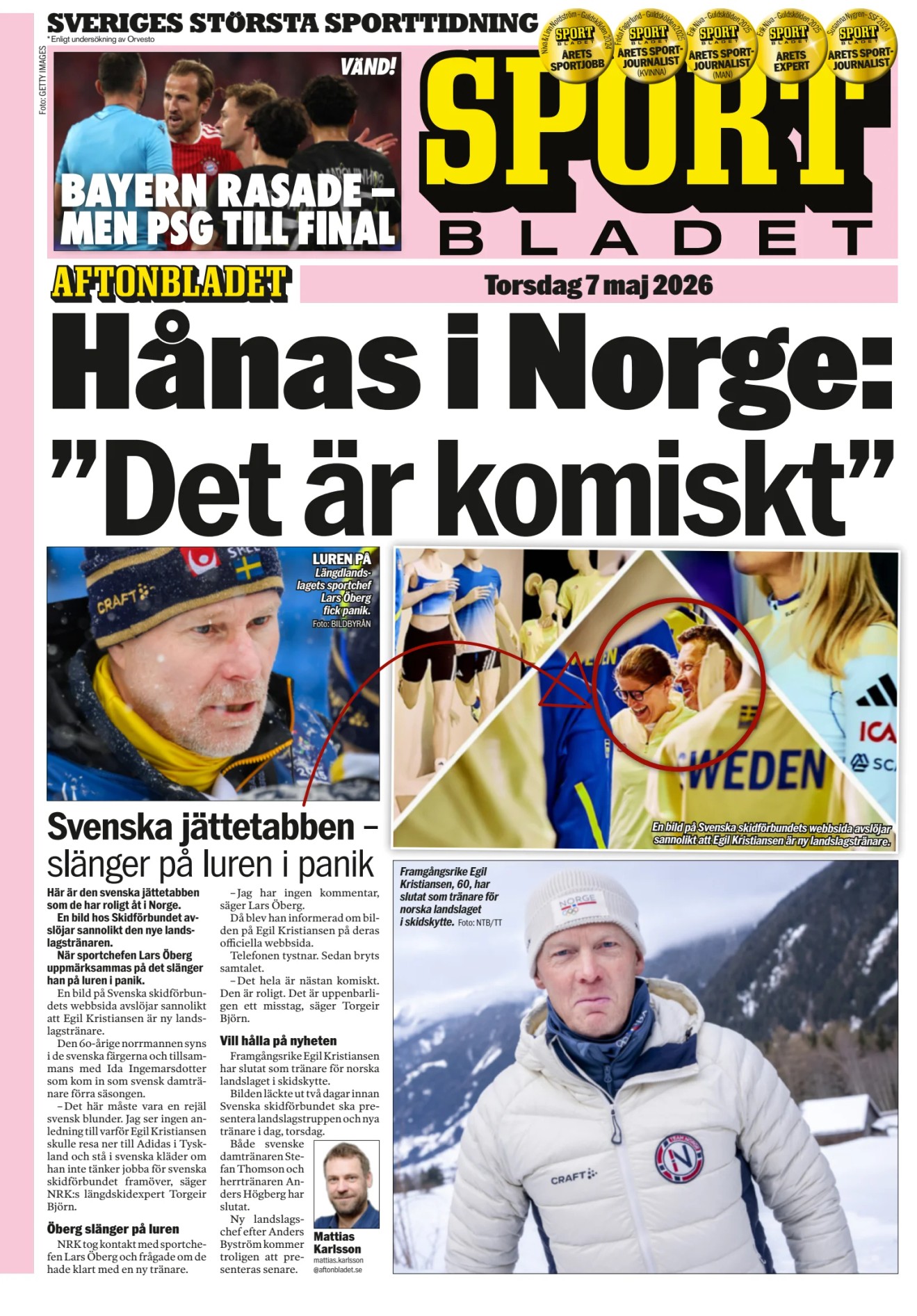 Prima-pagina-Sportbladet-oggi-edizione-di-oggi-20260507