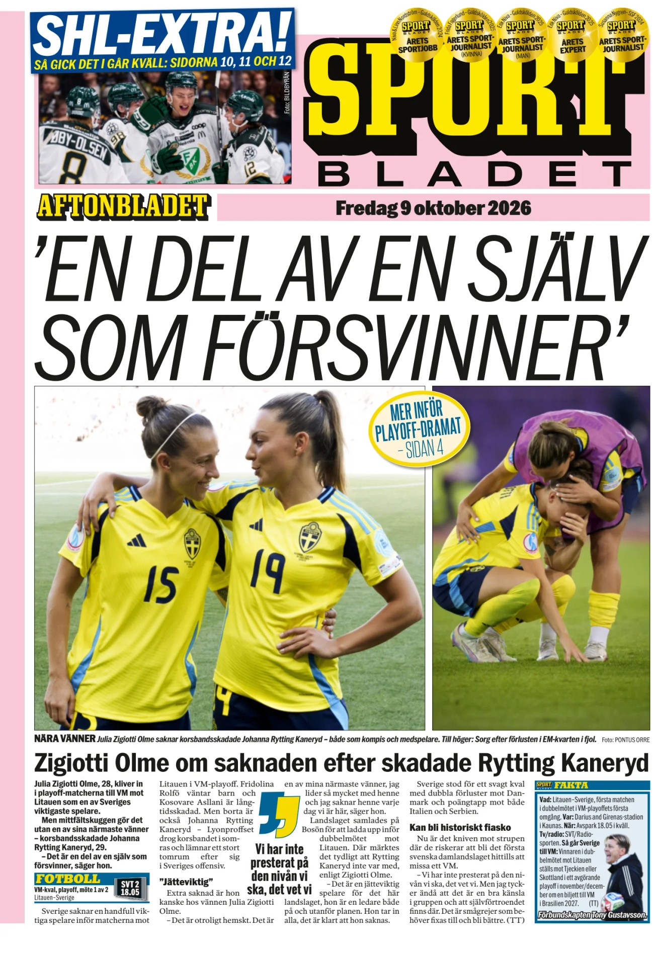 Prima-pagina-Sportbladet-oggi-edizione-di-oggi-20261009