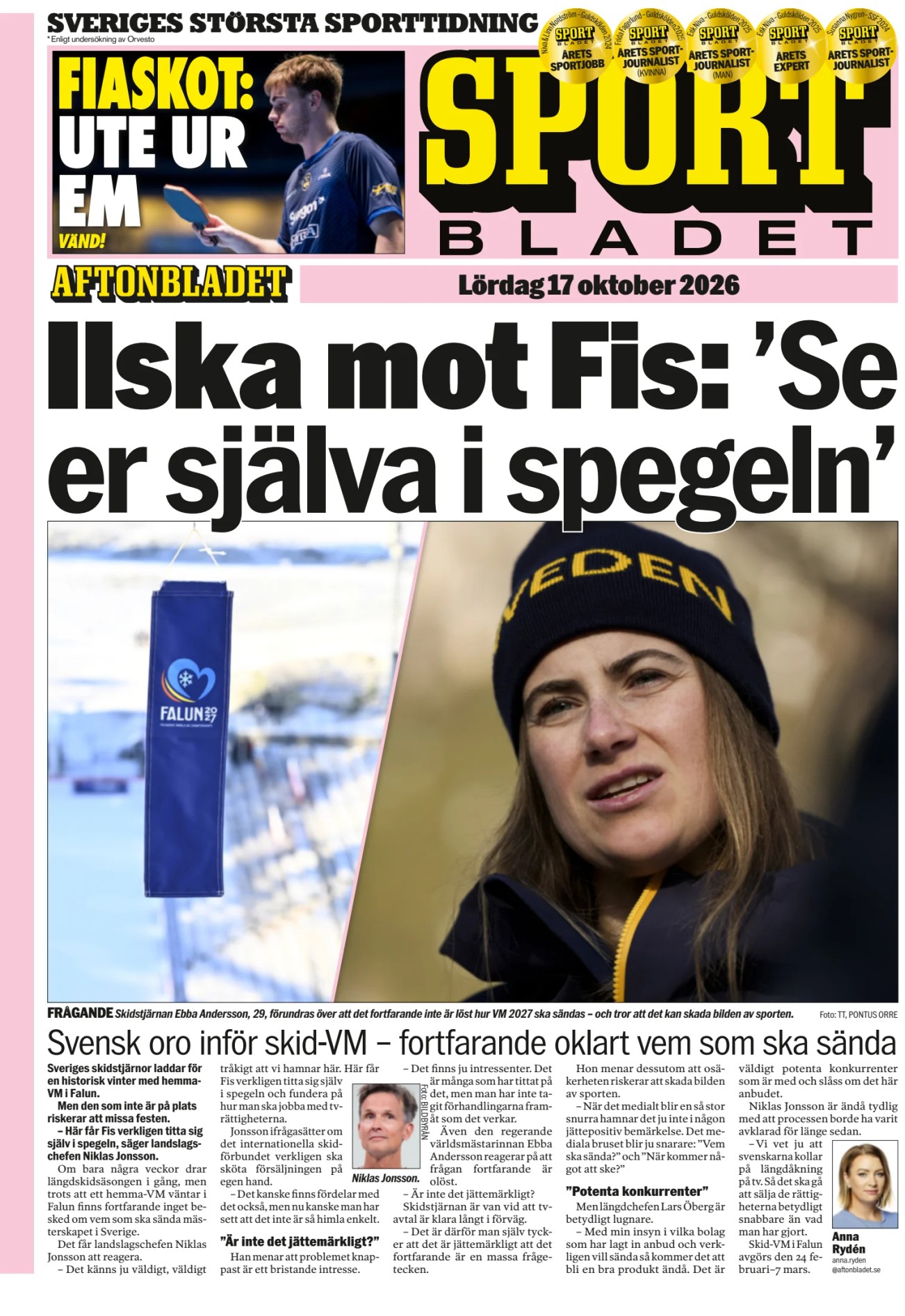 Prima-pagina-Sportbladet-oggi-edizione-di-oggi-20261017