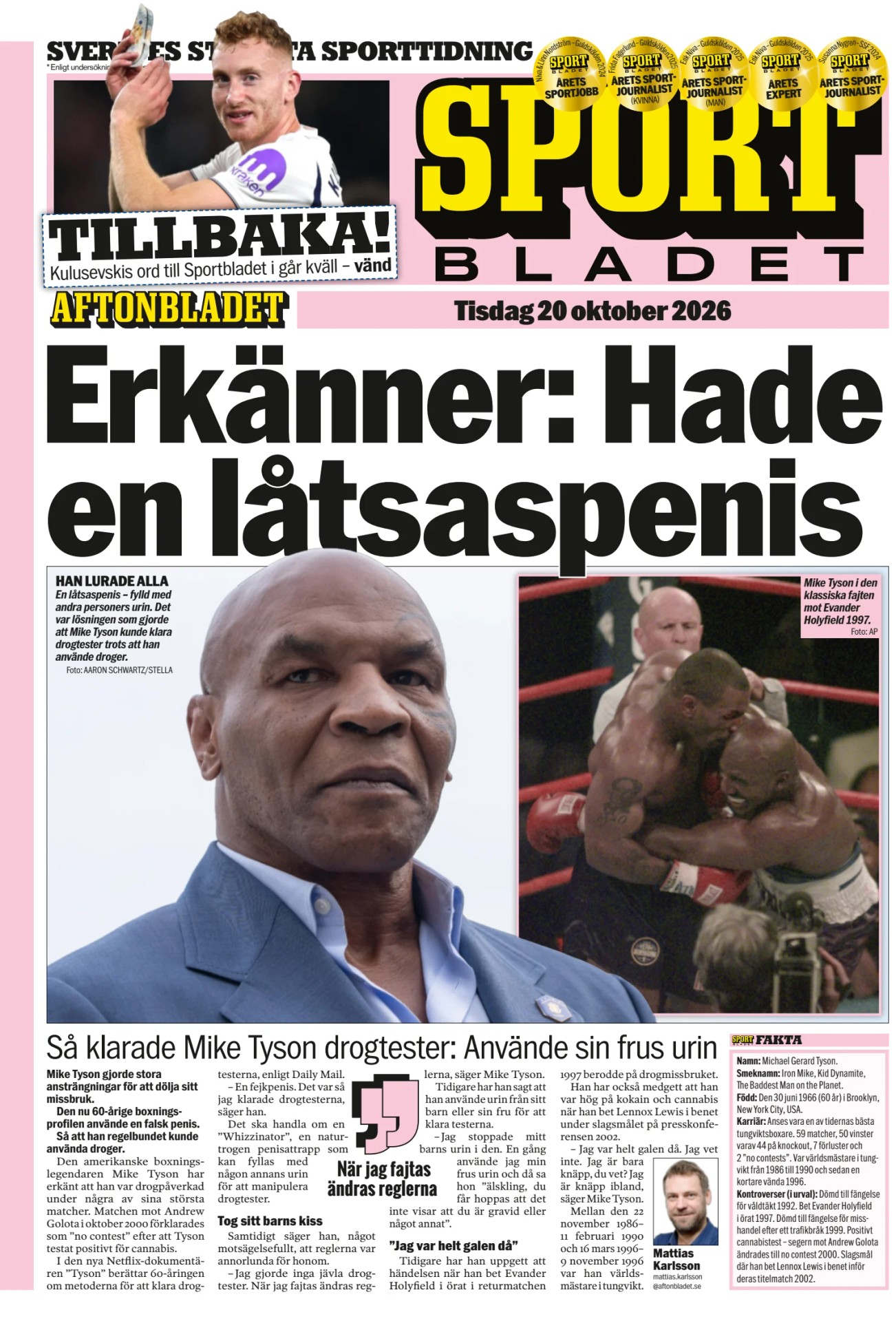 Prima-pagina-Sportbladet-oggi-edizione-di-oggi-20261020