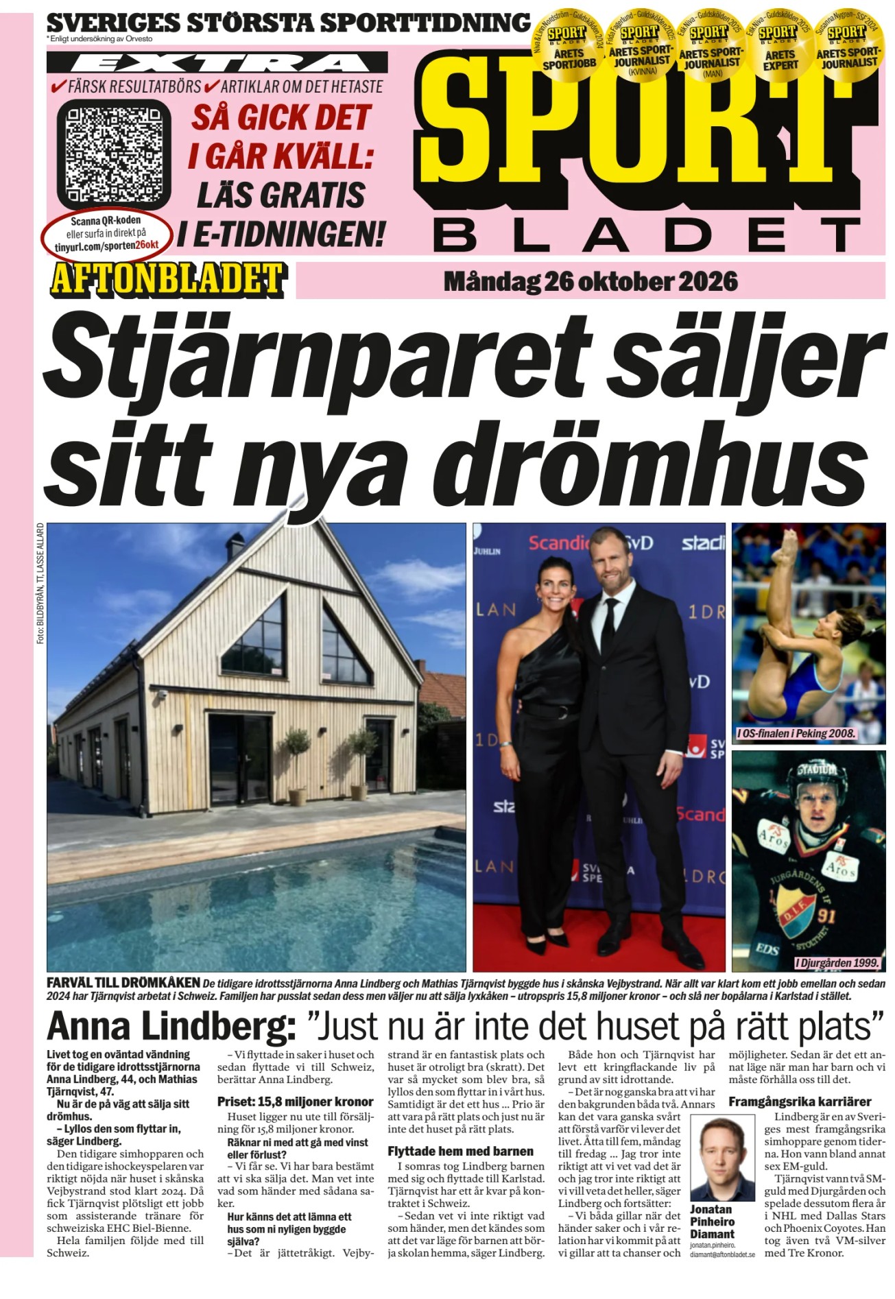 Prima-pagina-Sportbladet-oggi-edizione-di-oggi-20261026