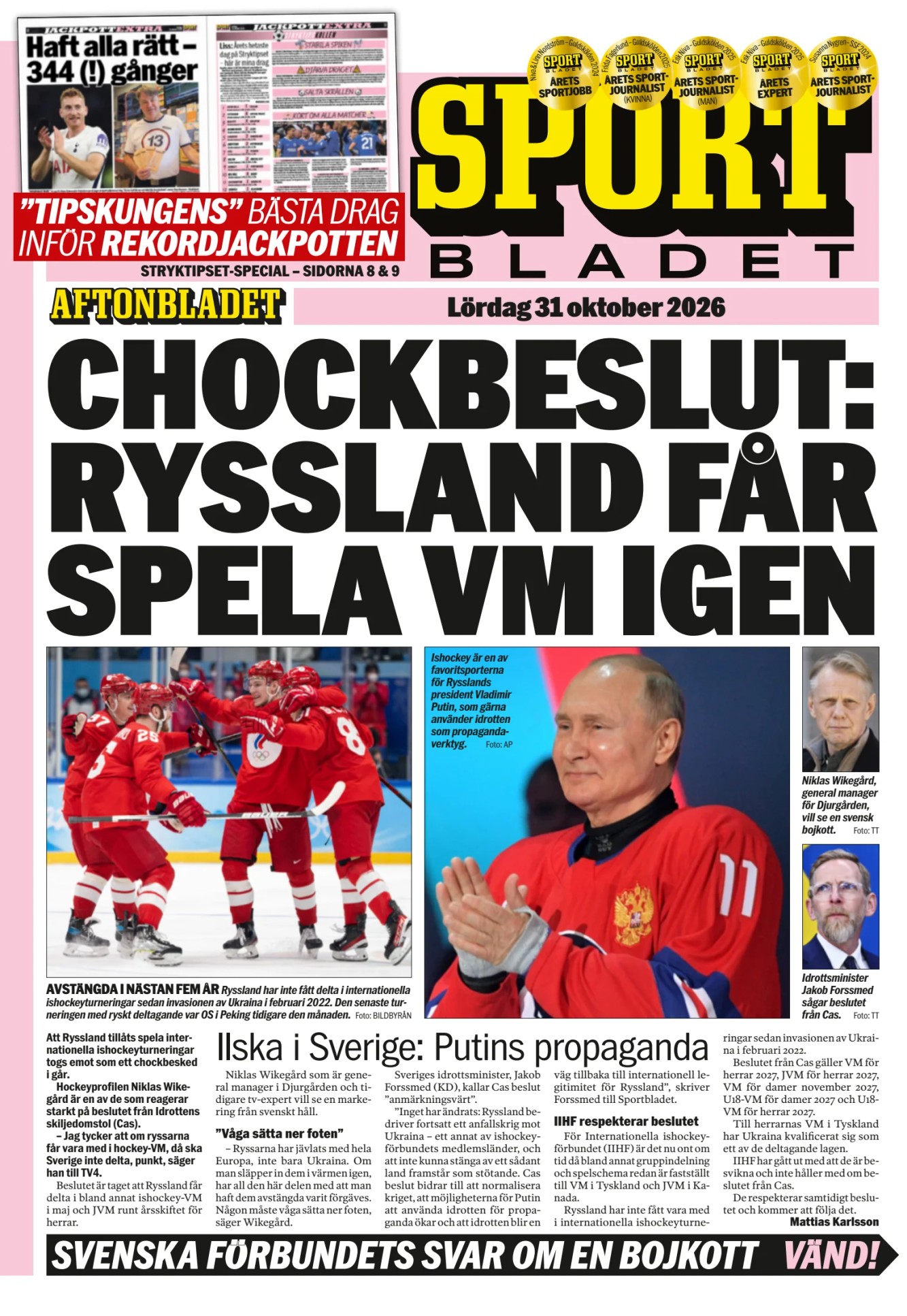Prima-pagina-Sportbladet-oggi-edizione-di-oggi-20261031