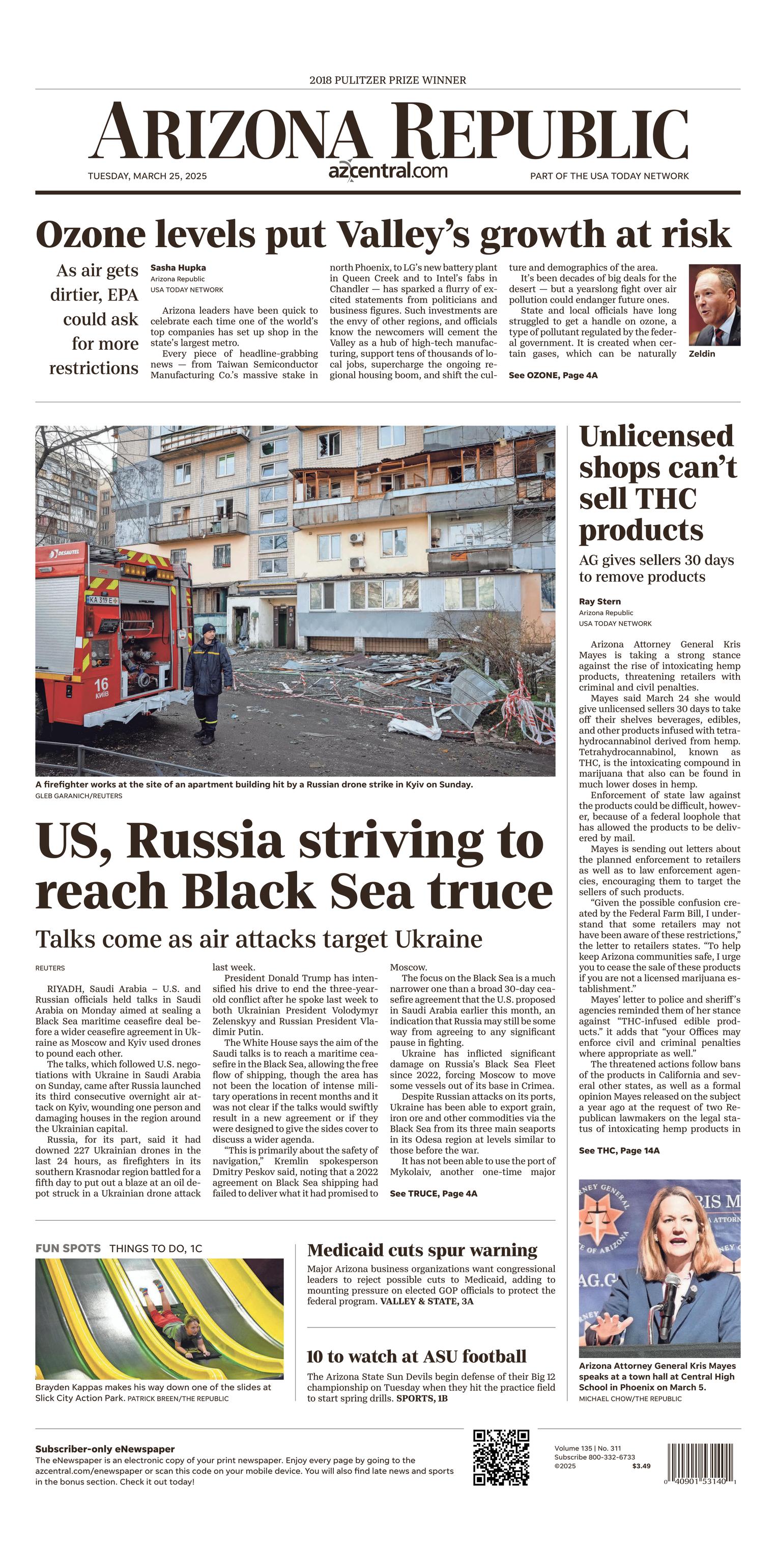 Prima-pagina-The-Arizona-Republic-oggi-edizione-di-oggi-20250325