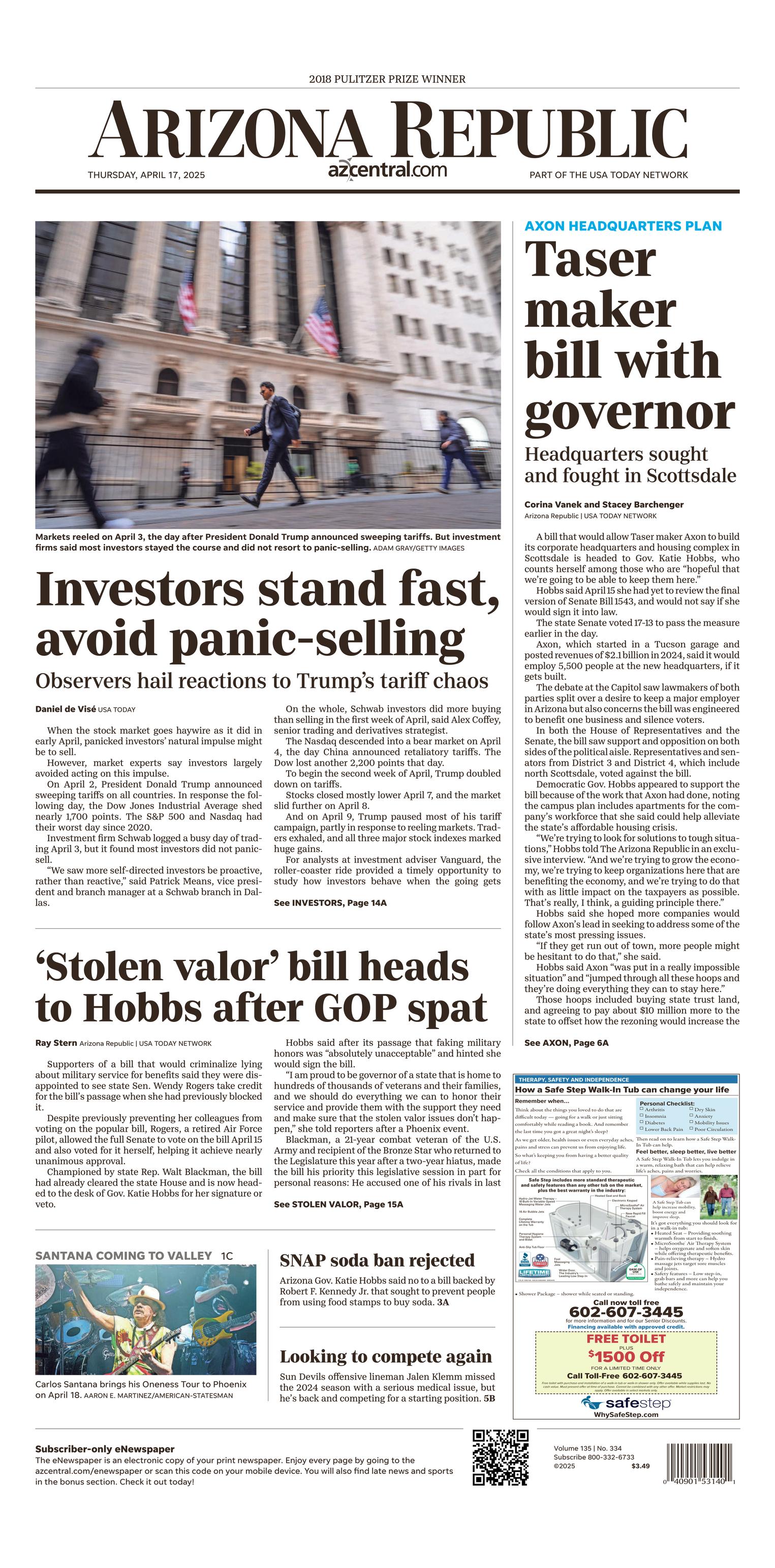 Prima-pagina-The-Arizona-Republic-oggi-edizione-di-oggi-20250417