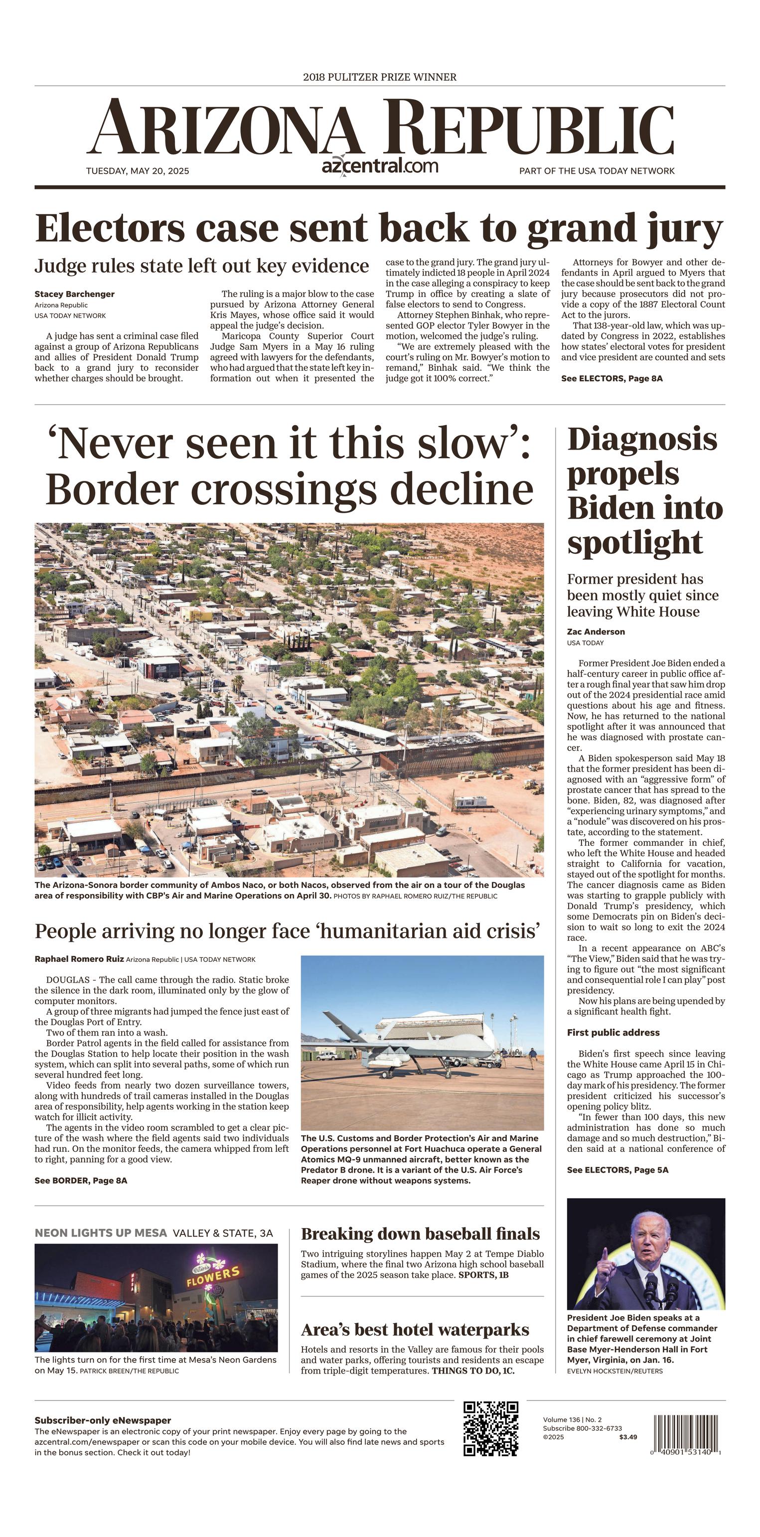 Prima-pagina-The-Arizona-Republic-oggi-edizione-di-oggi-20250520