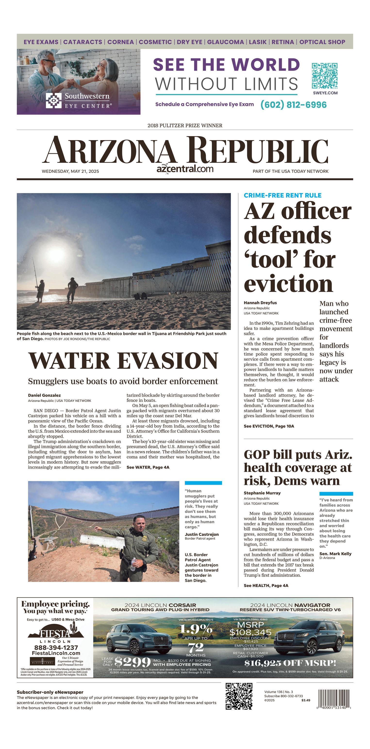Prima-pagina-The-Arizona-Republic-oggi-edizione-di-oggi-20250521
