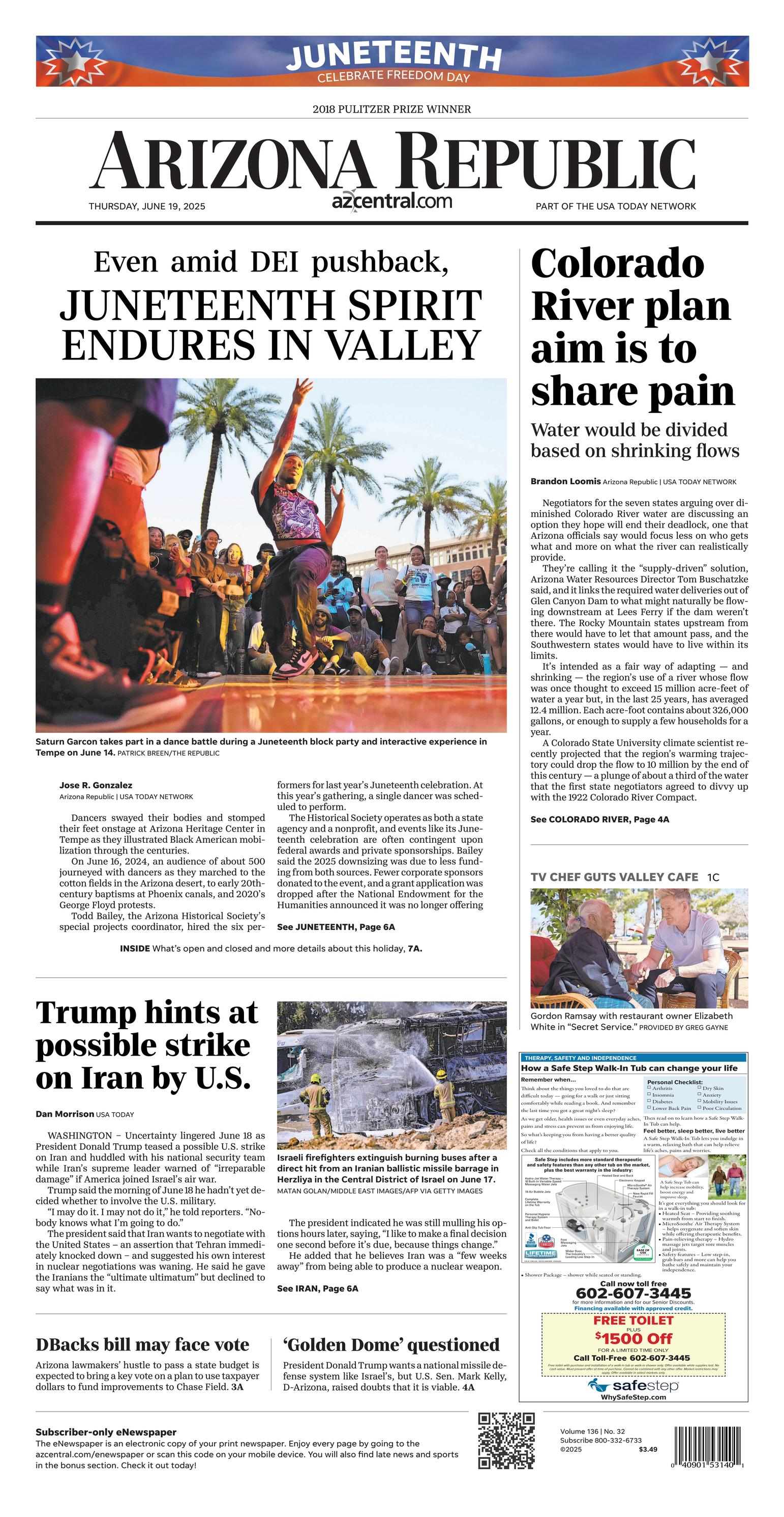 Prima-pagina-The-Arizona-Republic-oggi-edizione-di-oggi-20250619