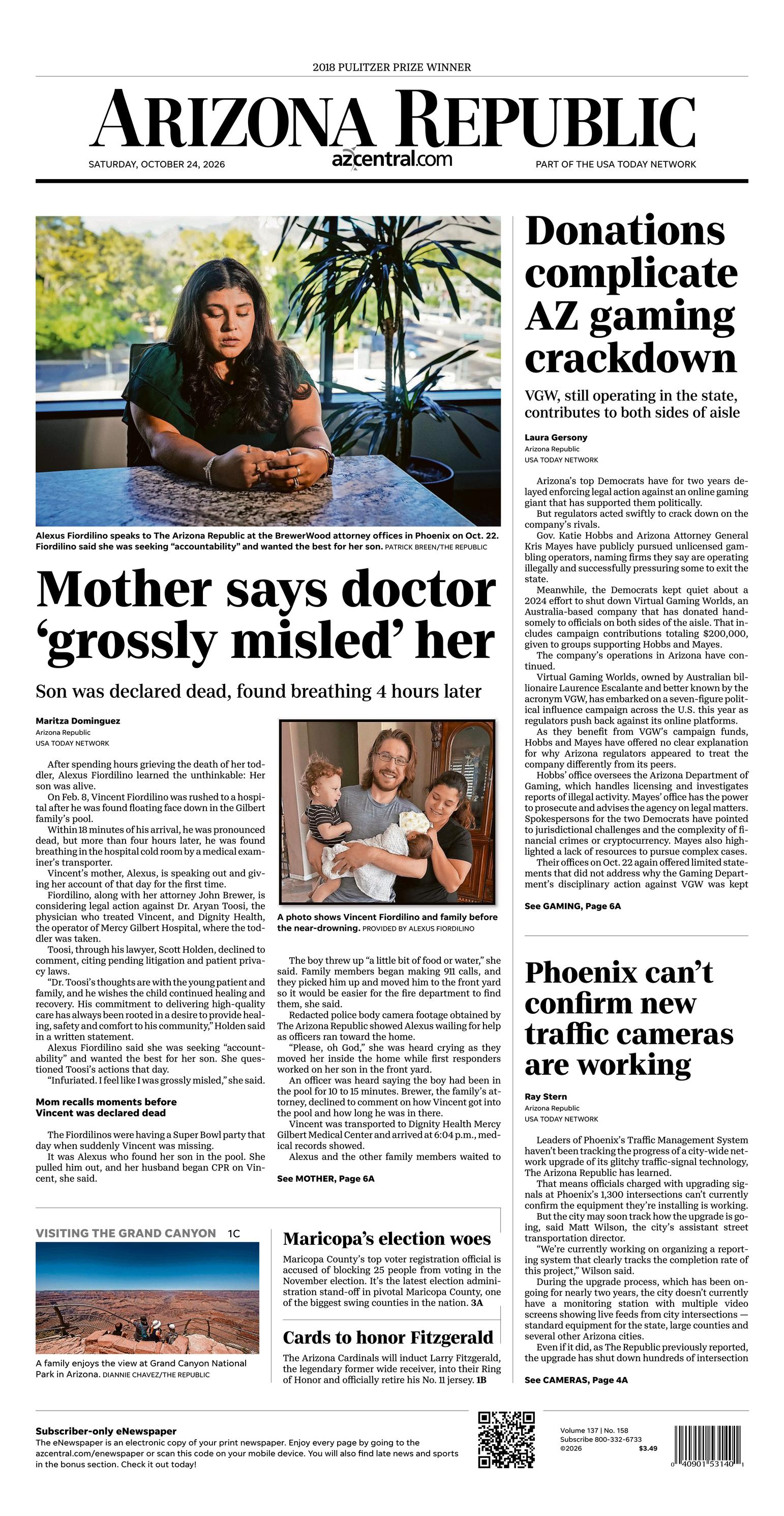 Prima-pagina-The-Arizona-Republic-oggi-edizione-di-oggi-20261024