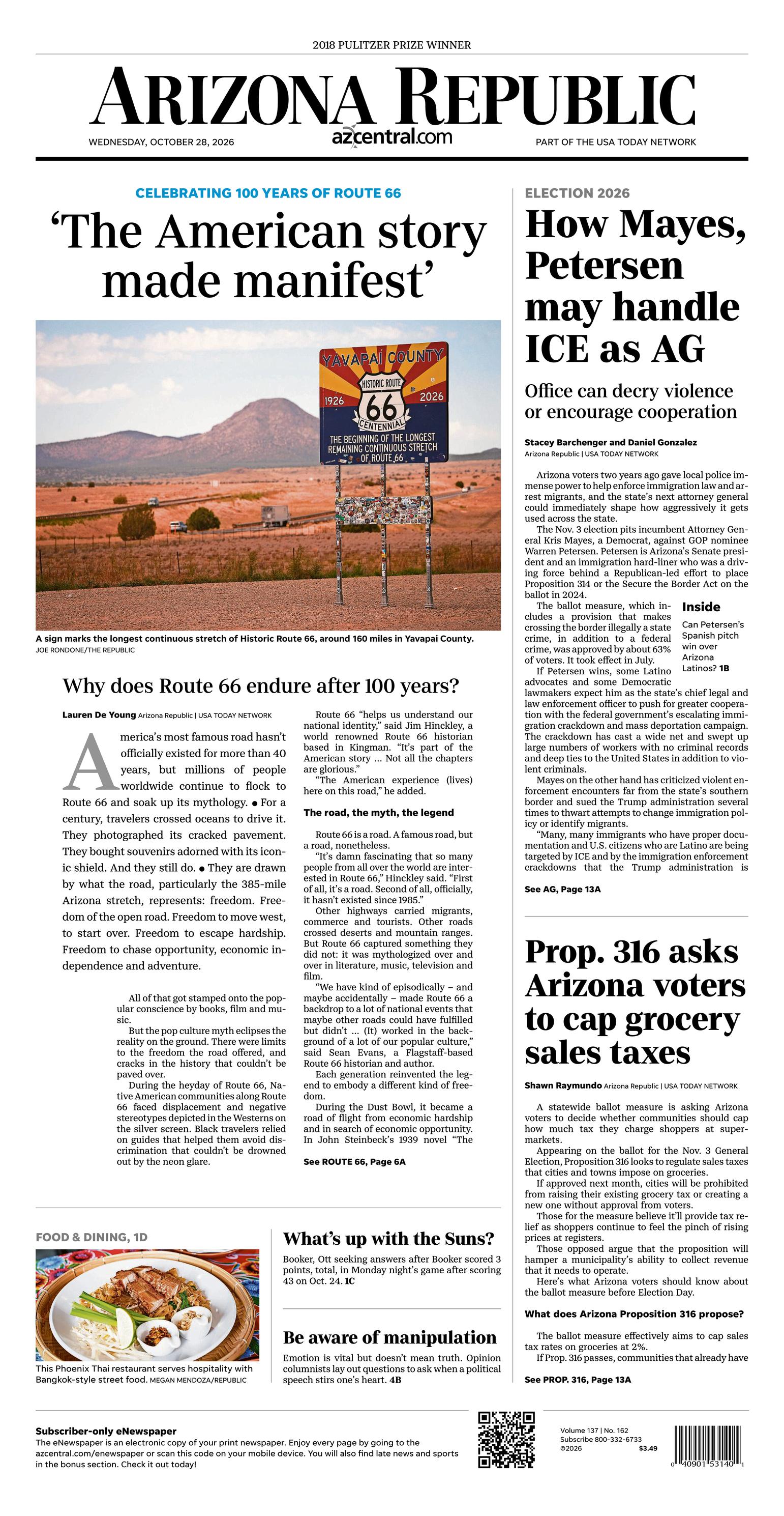 Prima-pagina-The-Arizona-Republic-oggi-edizione-di-oggi-20261028