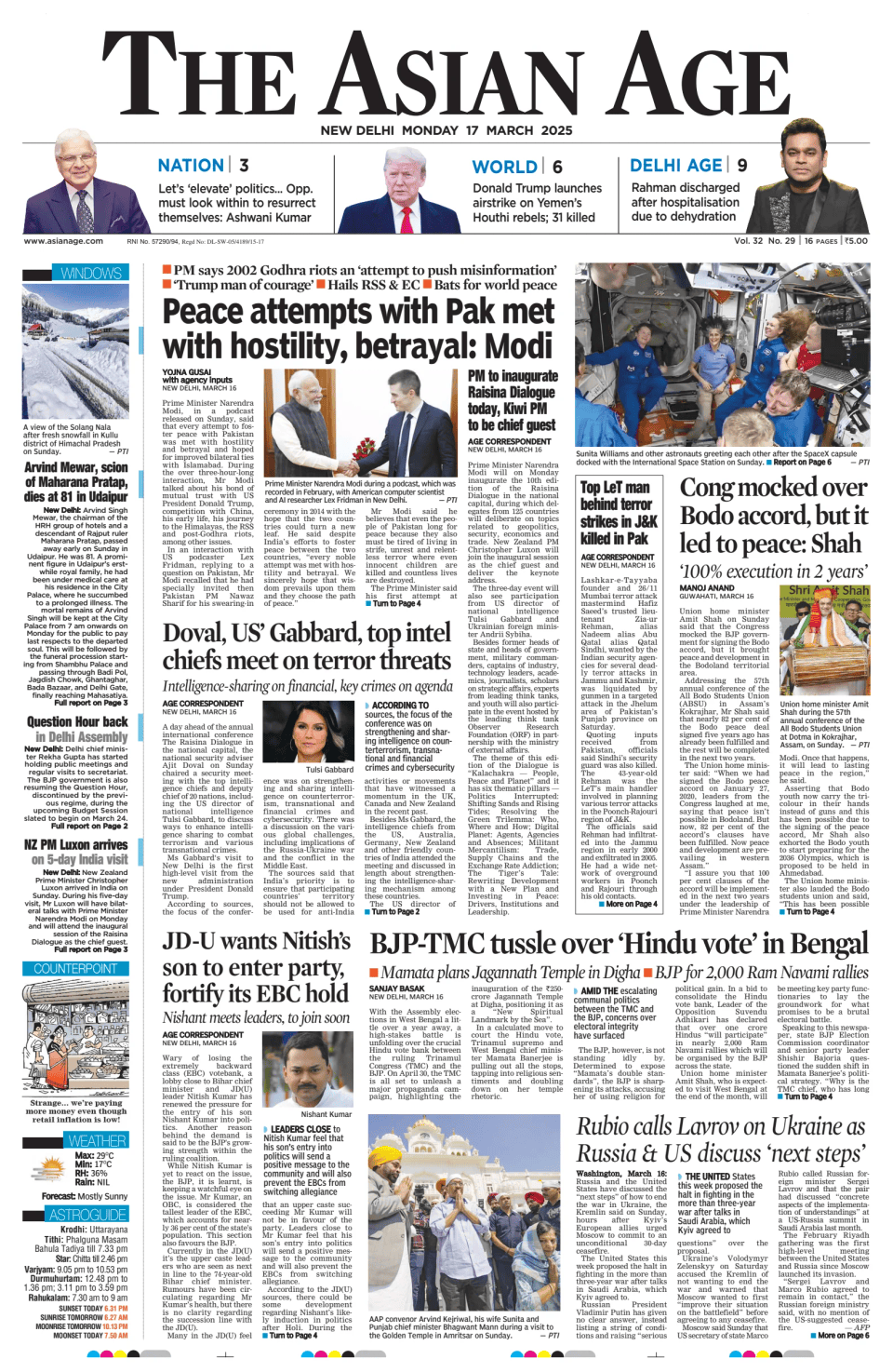Prima-pagina-The-Asian-Age-oggi-edizione-di-oggi-20250317