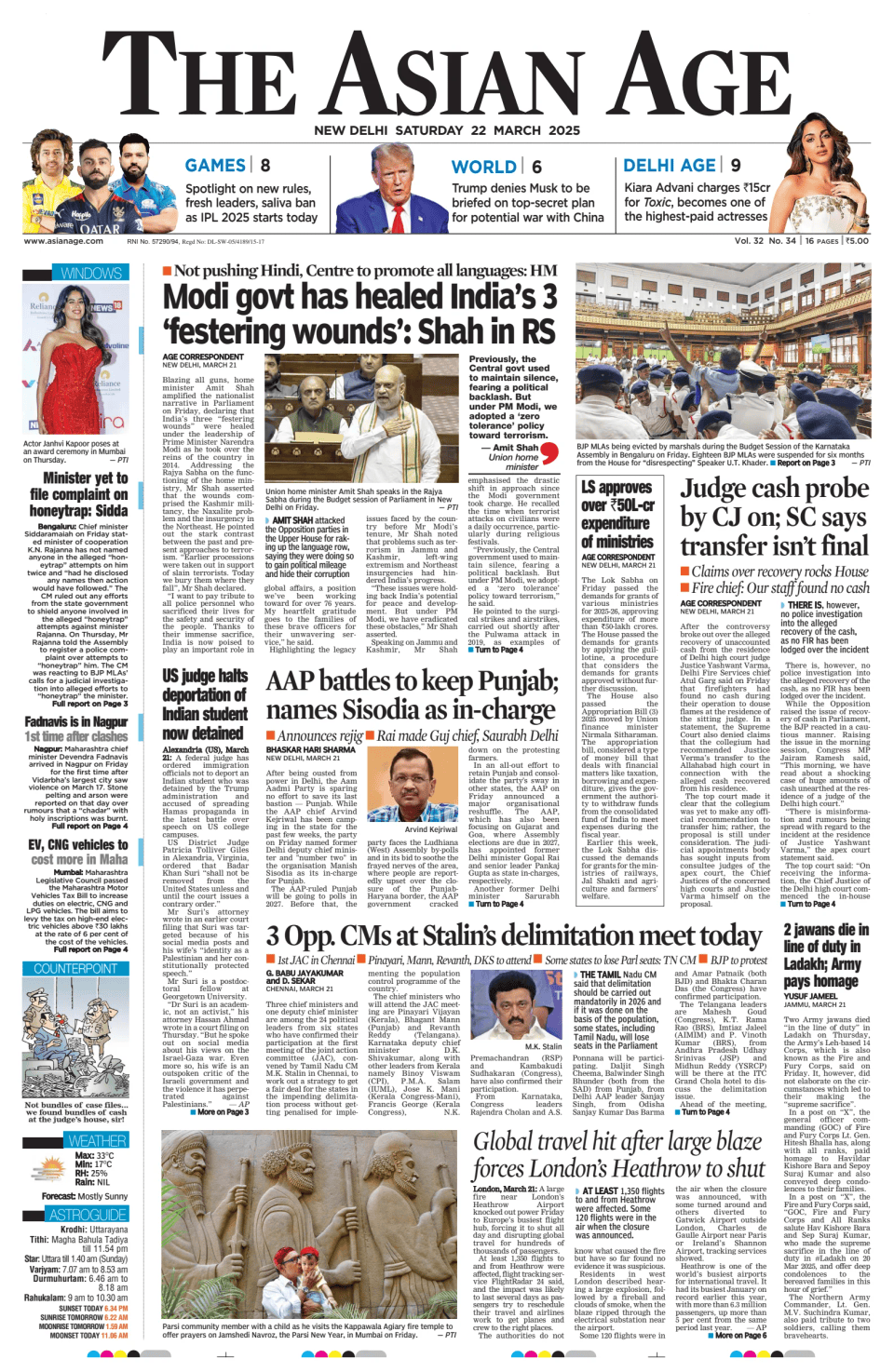 Prima-pagina-The-Asian-Age-oggi-edizione-di-oggi-20250322