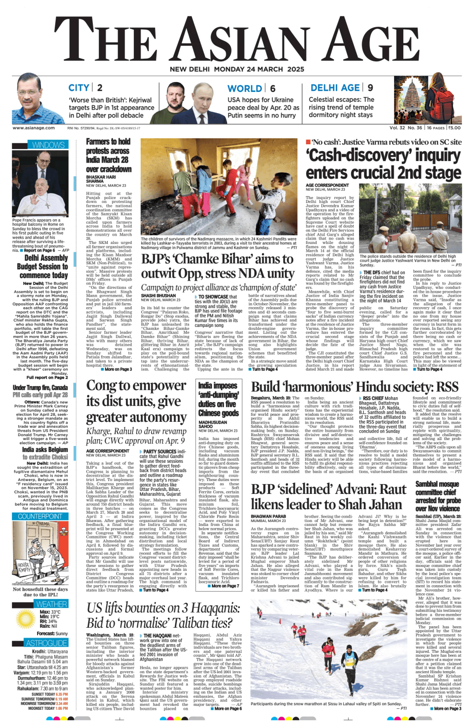 Prima-pagina-The-Asian-Age-oggi-edizione-di-oggi-20250324