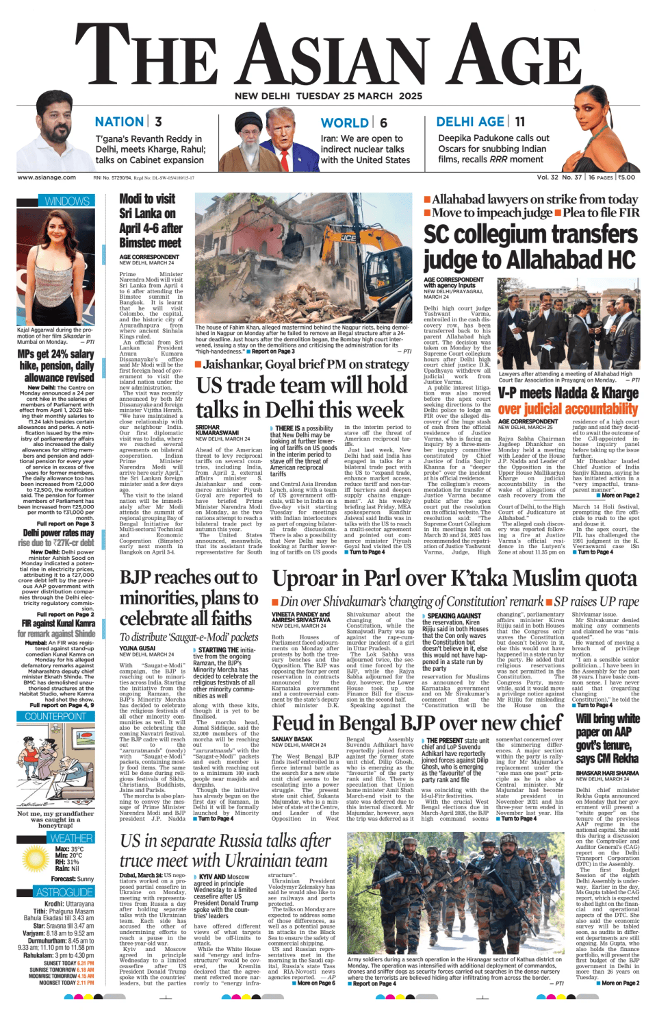 Prima-pagina-The-Asian-Age-oggi-edizione-di-oggi-20250325