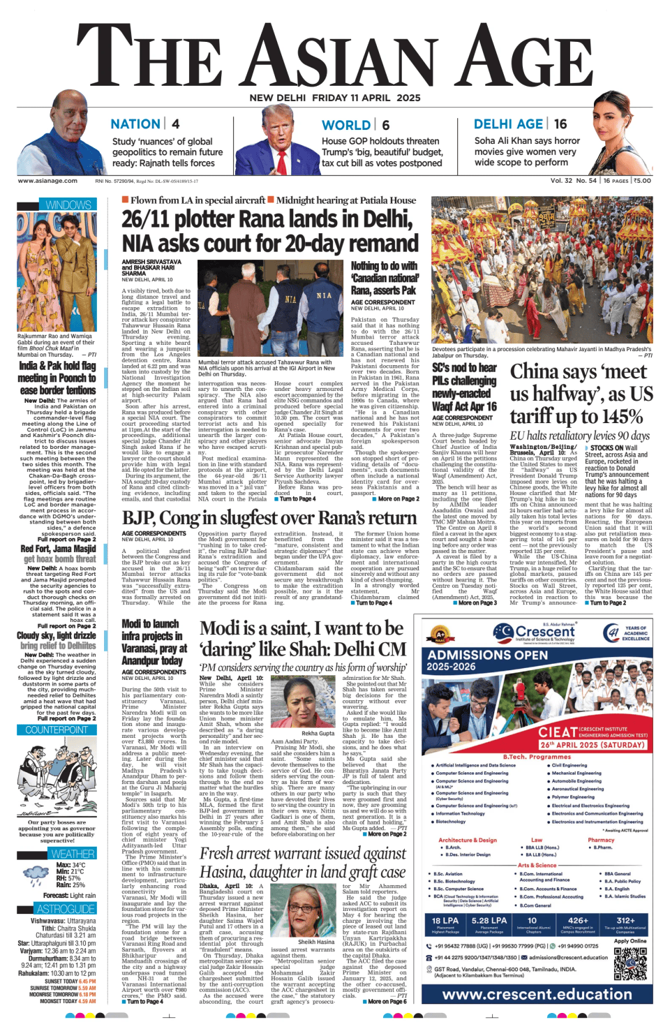 Prima-pagina-The-Asian-Age-oggi-edizione-di-oggi-20250411
