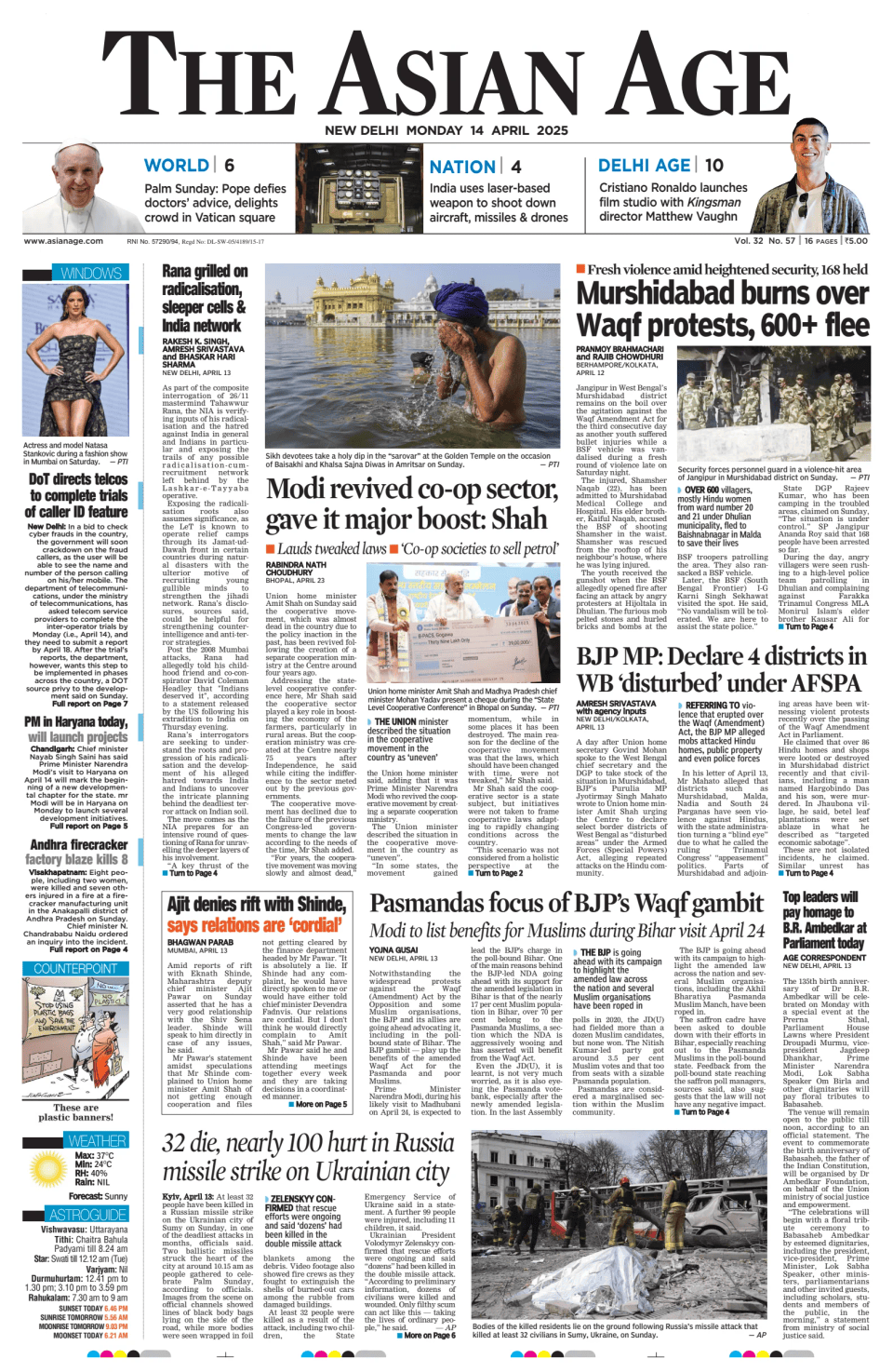 Prima-pagina-The-Asian-Age-oggi-edizione-di-oggi-20250414