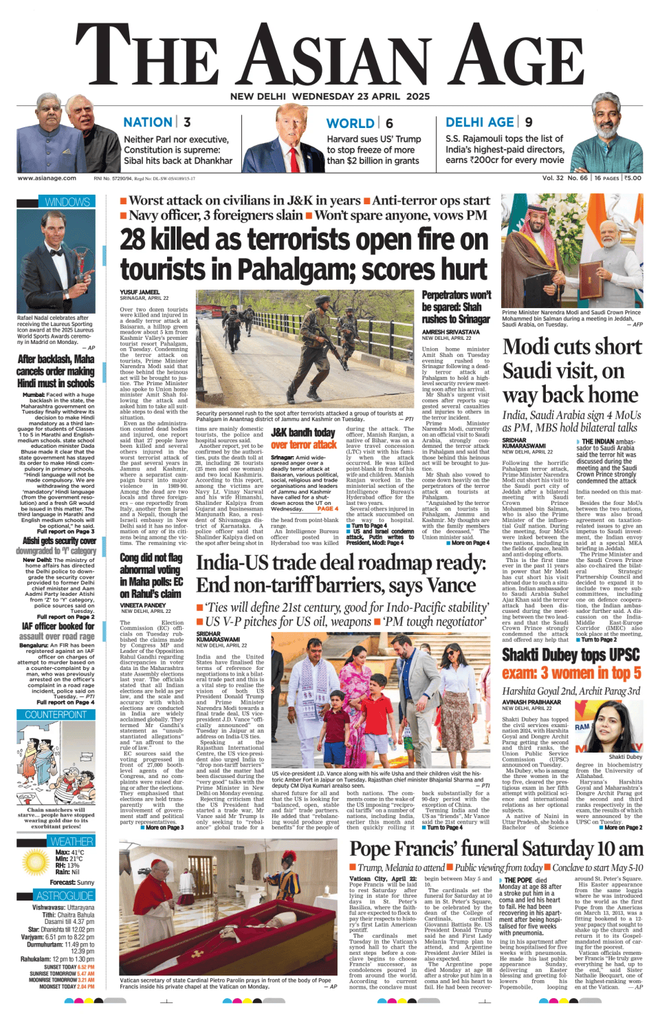 Prima-pagina-The-Asian-Age-oggi-edizione-di-oggi-20250423