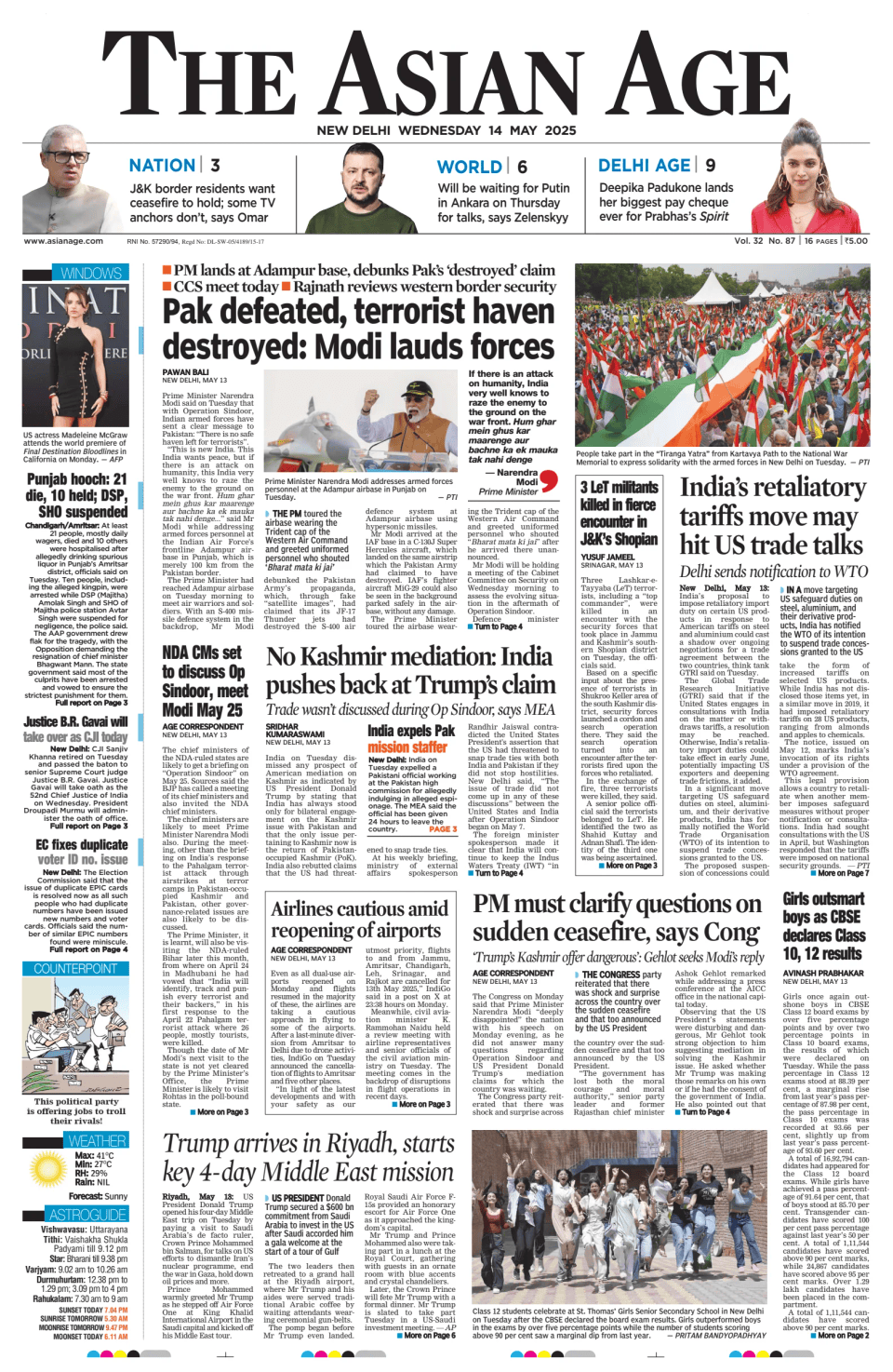 Prima-pagina-The-Asian-Age-oggi-edizione-di-oggi-20250514