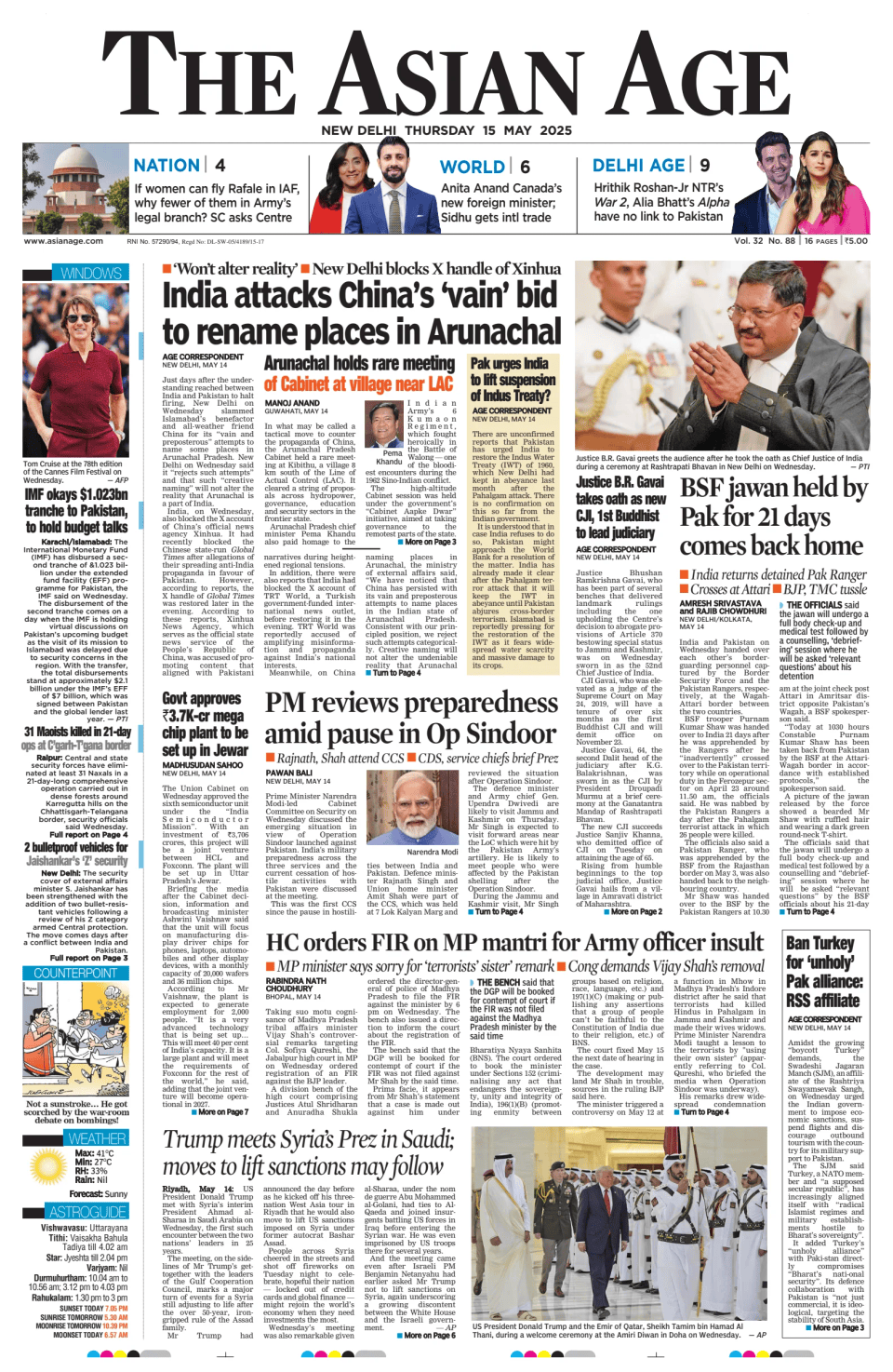 Prima-pagina-The-Asian-Age-oggi-edizione-di-oggi-20250515