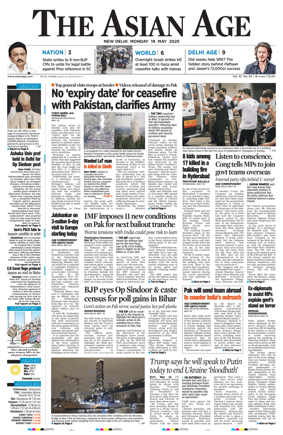 Prima-pagina-The-Asian-Age-oggi-edizione-di-oggi-20250519