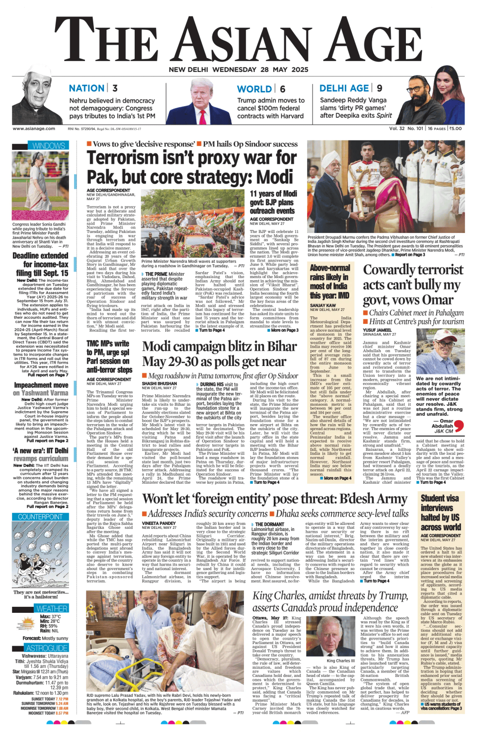 Prima-pagina-The-Asian-Age-oggi-edizione-di-oggi-20250528
