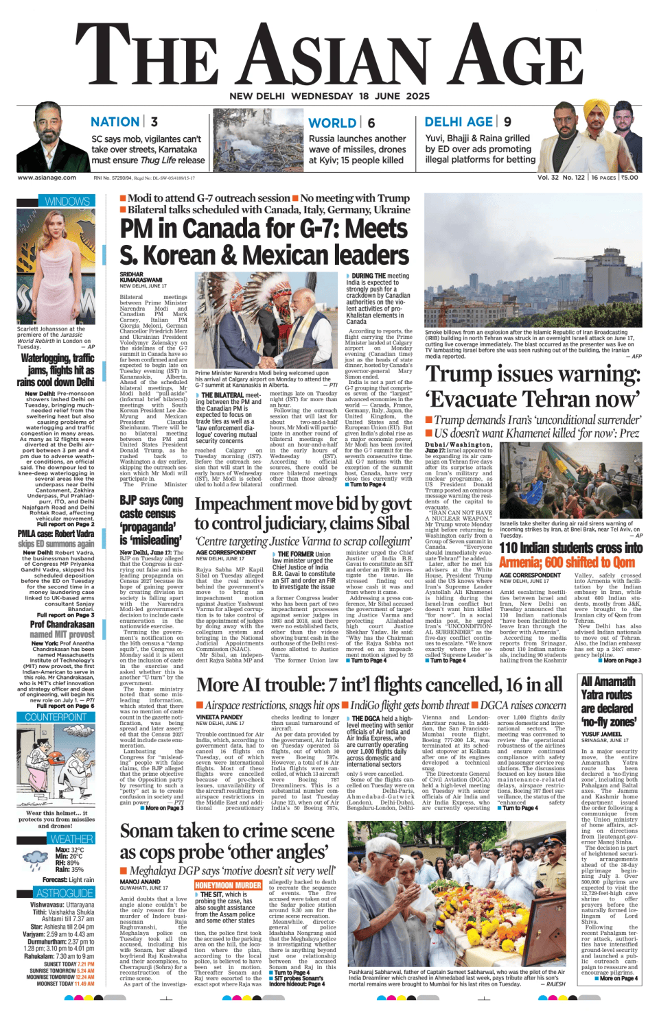 Prima-pagina-The-Asian-Age-oggi-edizione-di-oggi-20250618