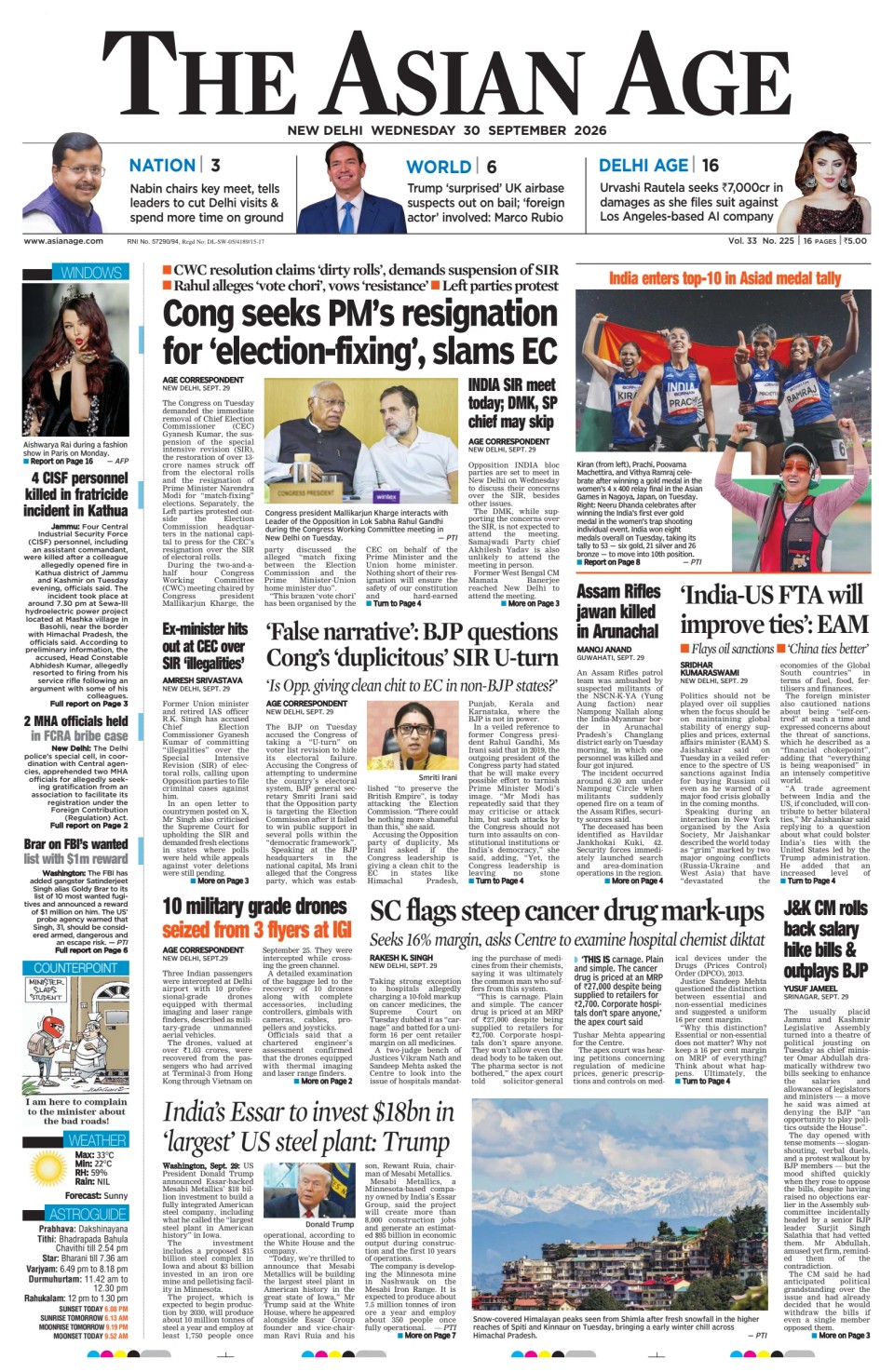 Prima-pagina-The-Asian-Age-oggi-edizione-di-oggi-20260930