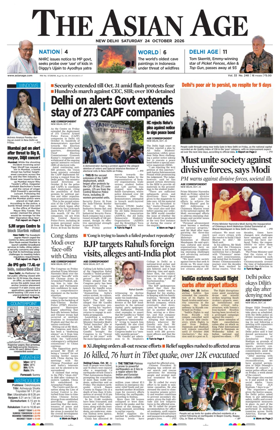 Prima-pagina-The-Asian-Age-oggi-edizione-di-oggi-20261024