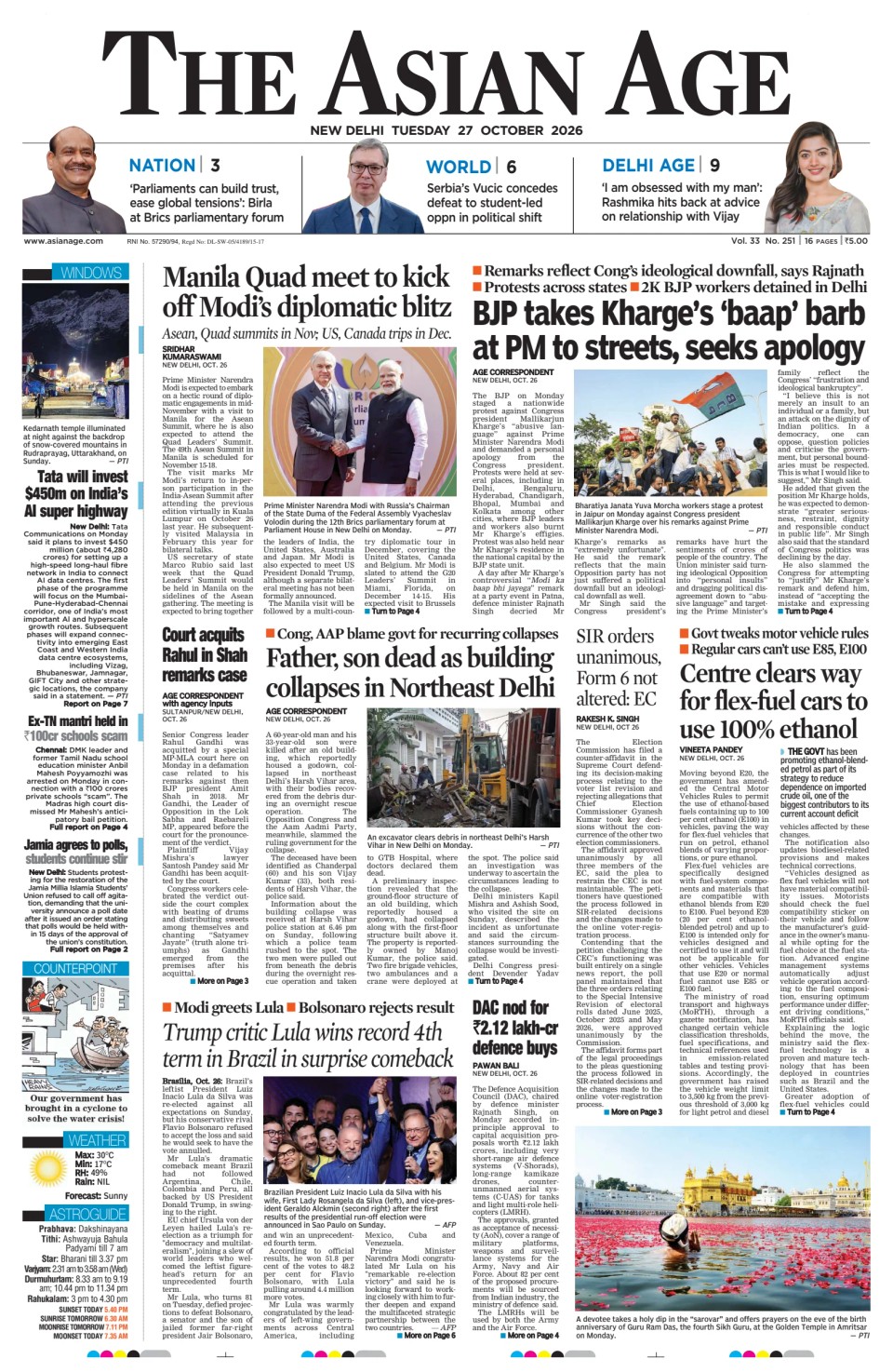 Prima-pagina-The-Asian-Age-oggi-edizione-di-oggi-20261027