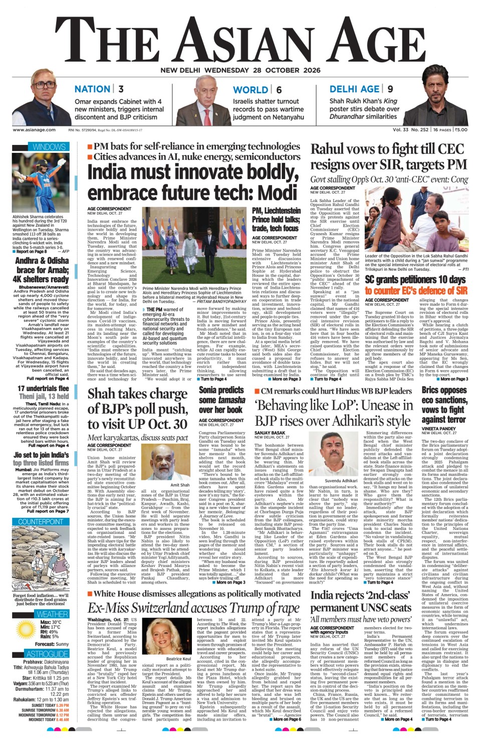 Prima-pagina-The-Asian-Age-oggi-edizione-di-oggi-20261028