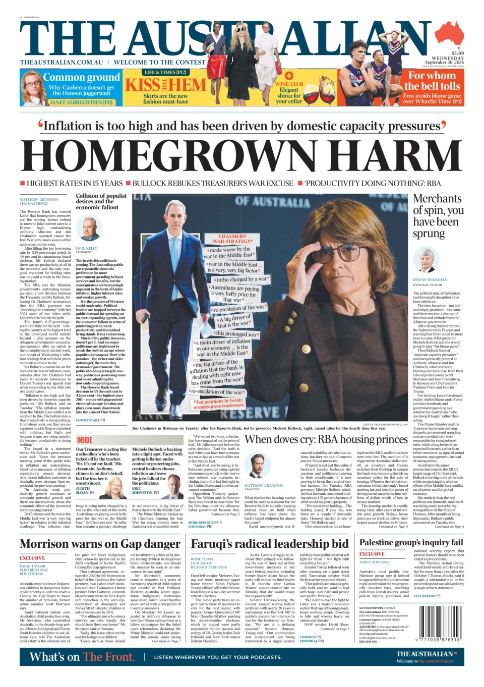 Prima-pagina-The-Australian-oggi-edizione-di-oggi-20260930