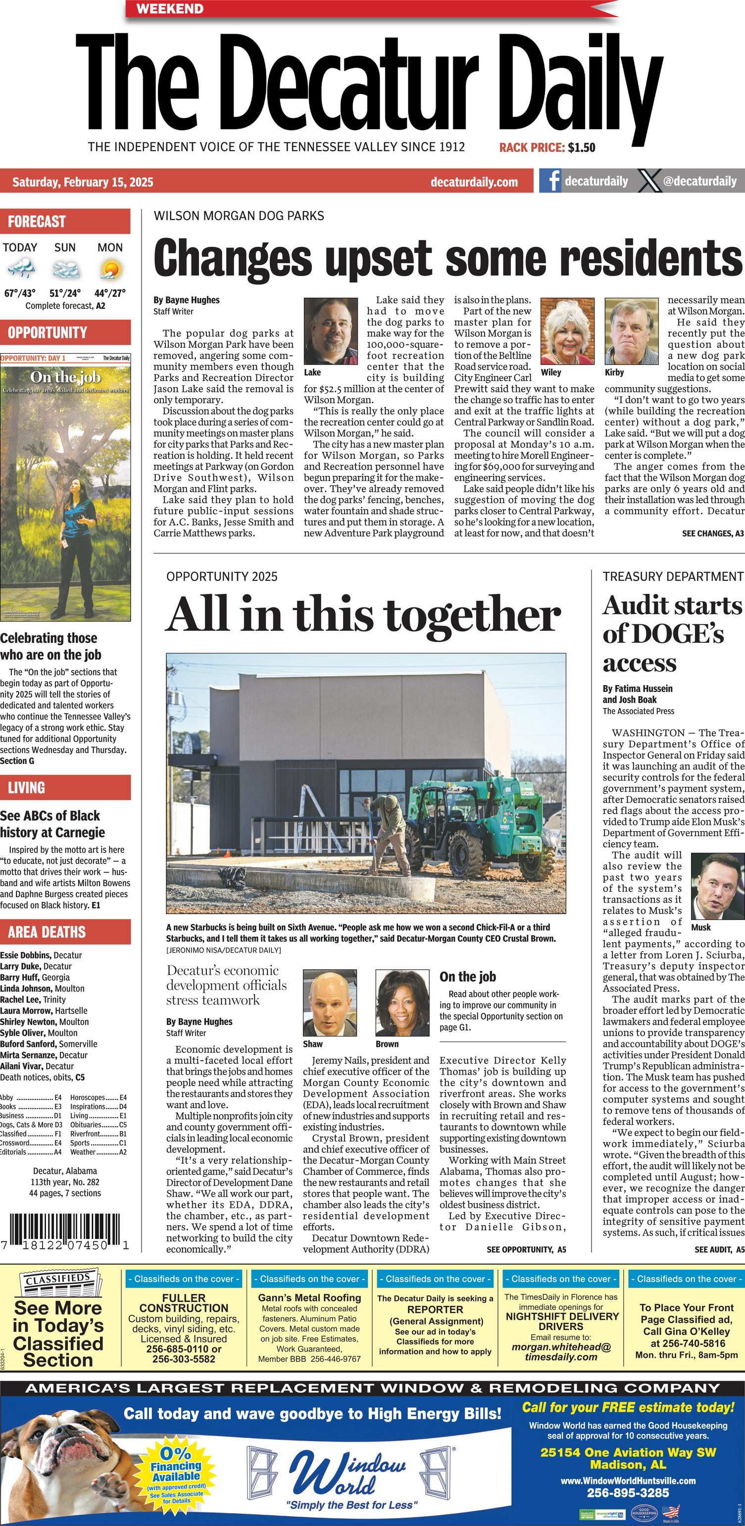 Prima-pagina-The-Decatur-Daily-oggi-edizione-di-oggi-20250215