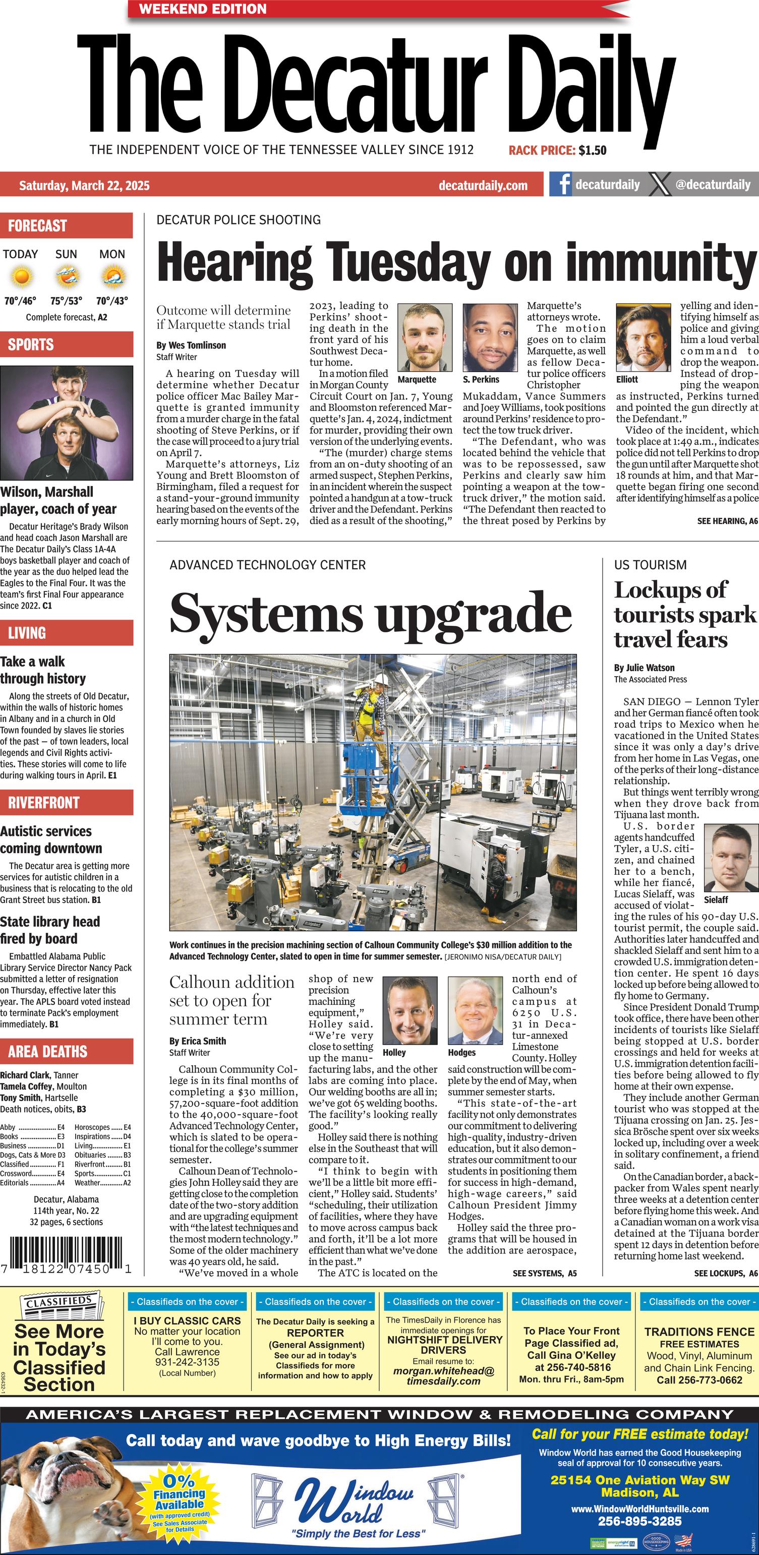 Prima-pagina-The-Decatur-Daily-oggi-edizione-di-oggi-20250322