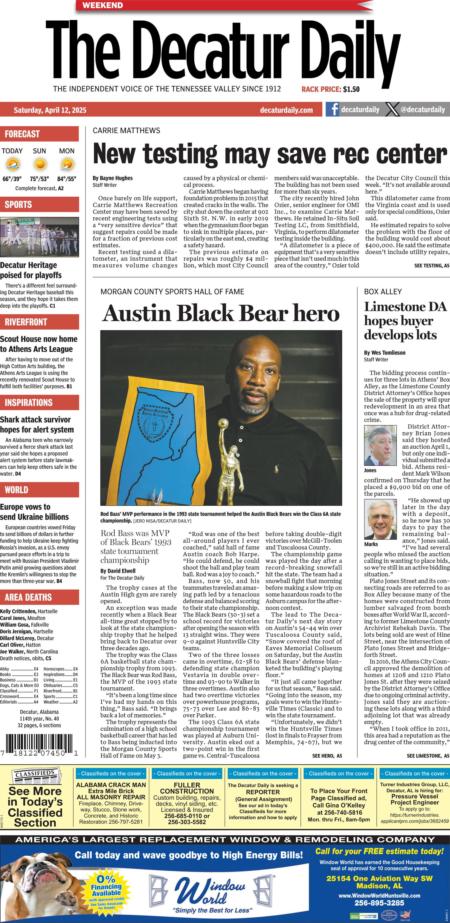 Prima-pagina-The-Decatur-Daily-oggi-edizione-di-oggi-20250412
