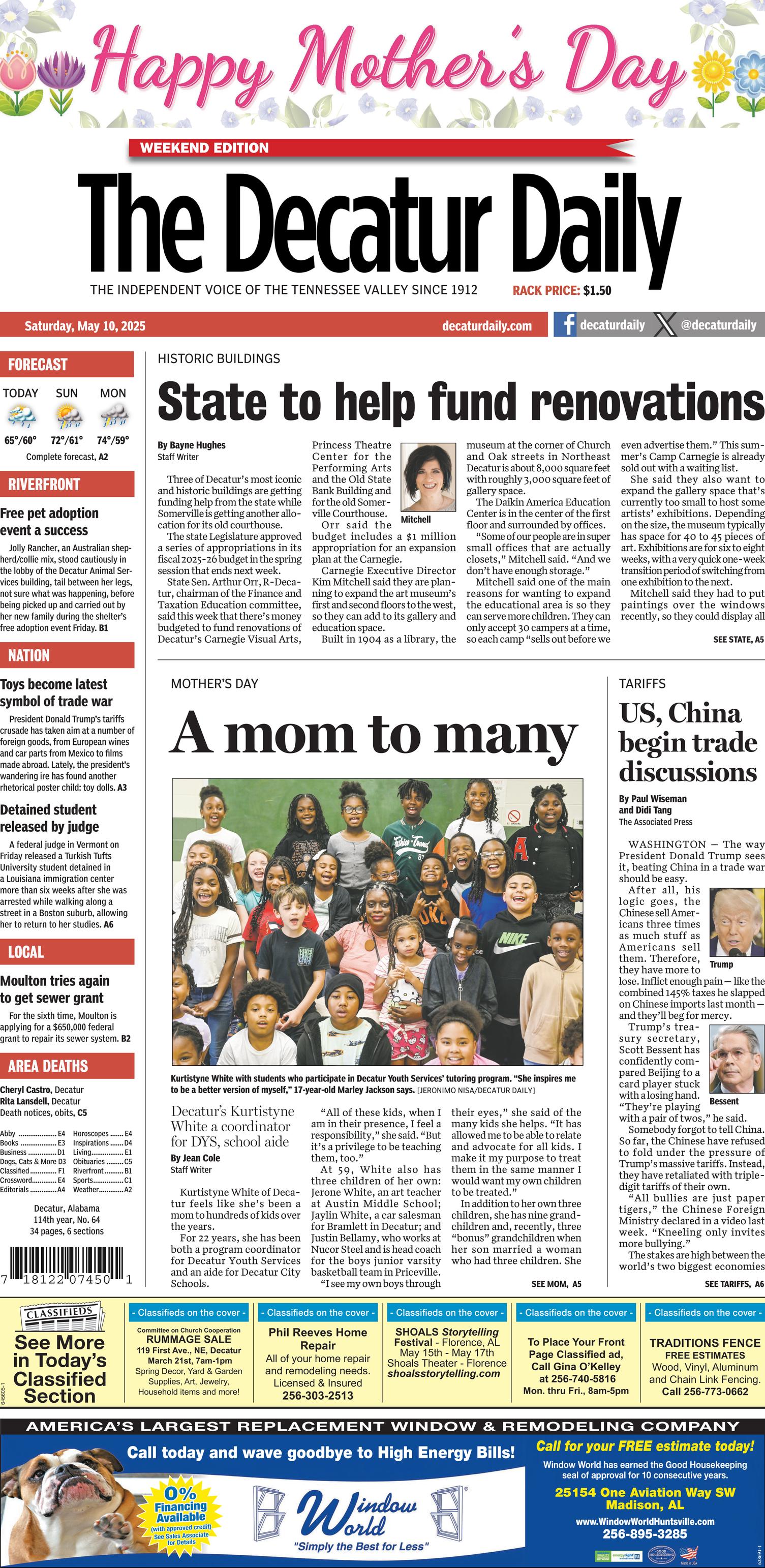 Prima-pagina-The-Decatur-Daily-oggi-edizione-di-oggi-20250510