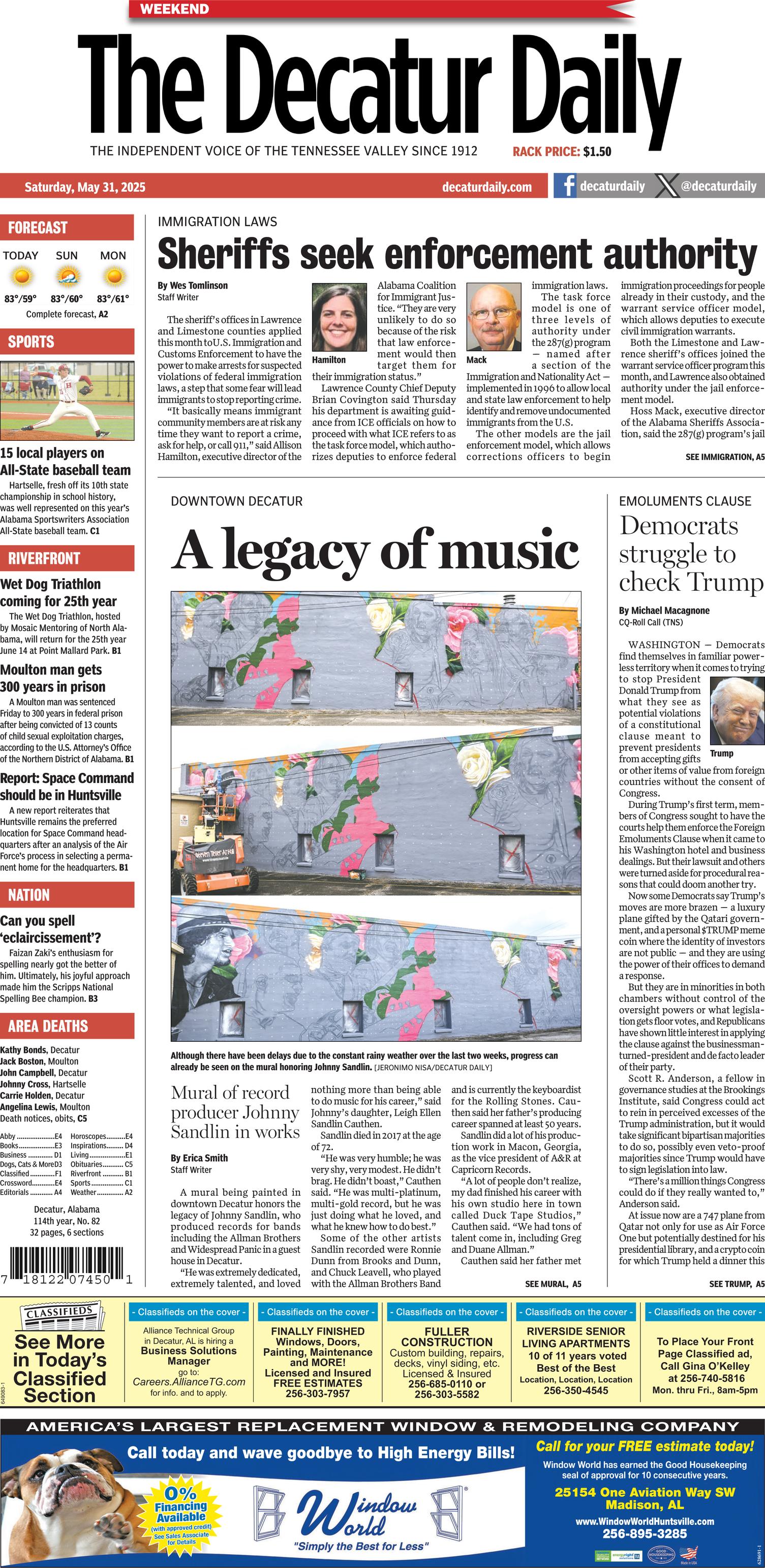 Prima-pagina-The-Decatur-Daily-oggi-edizione-di-oggi-20250531