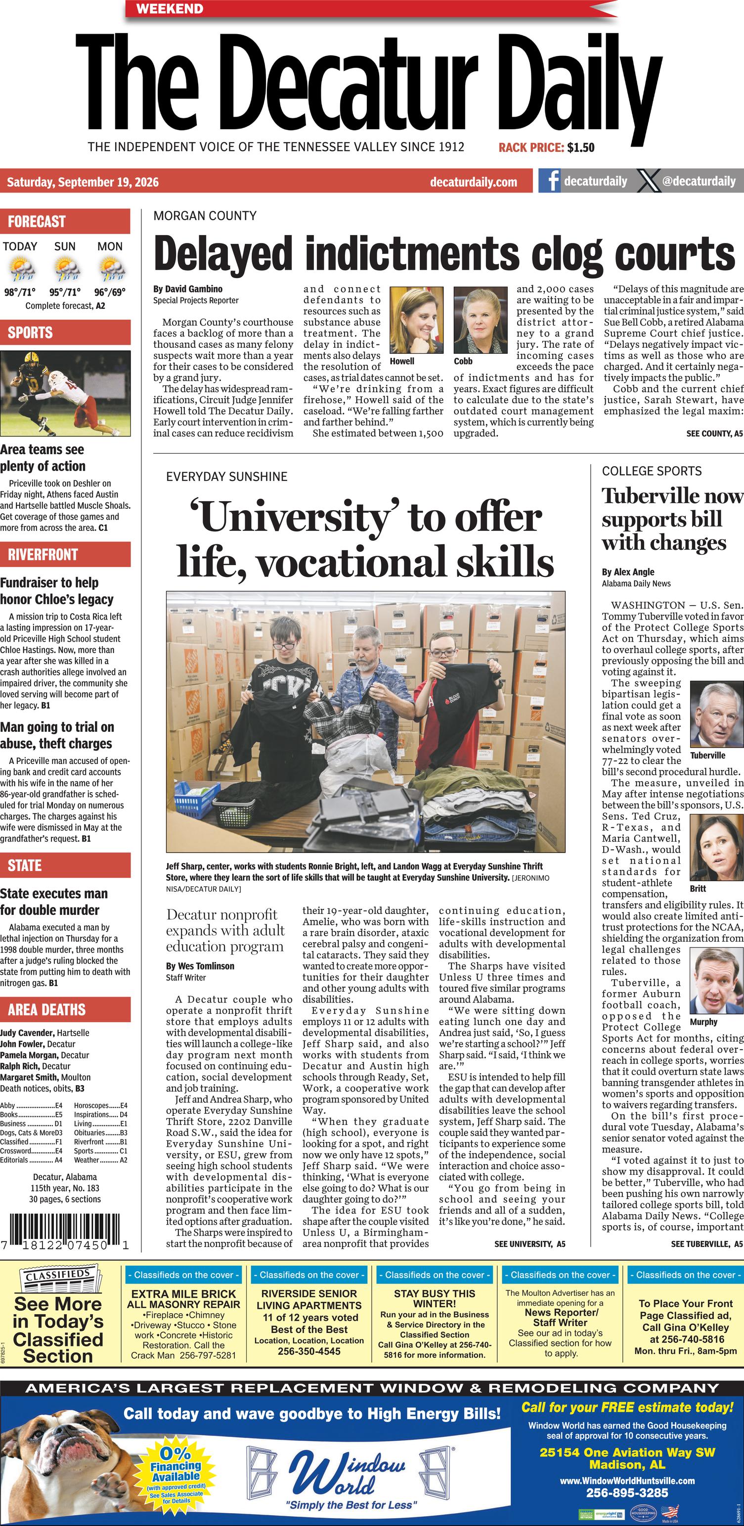 Prima-pagina-The-Decatur-Daily-oggi-edizione-di-oggi-20260919