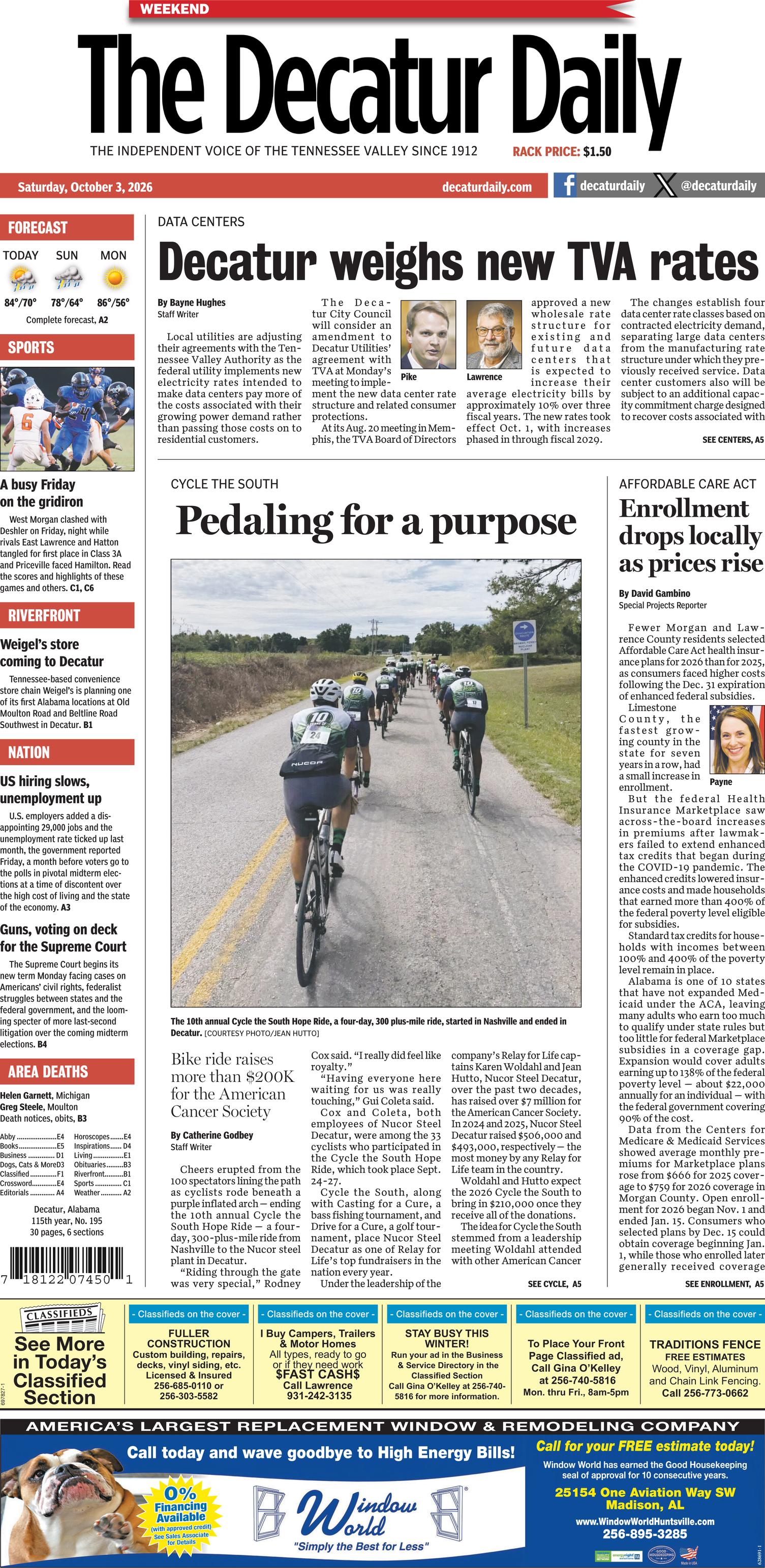Prima-pagina-The-Decatur-Daily-oggi-edizione-di-oggi-20261003