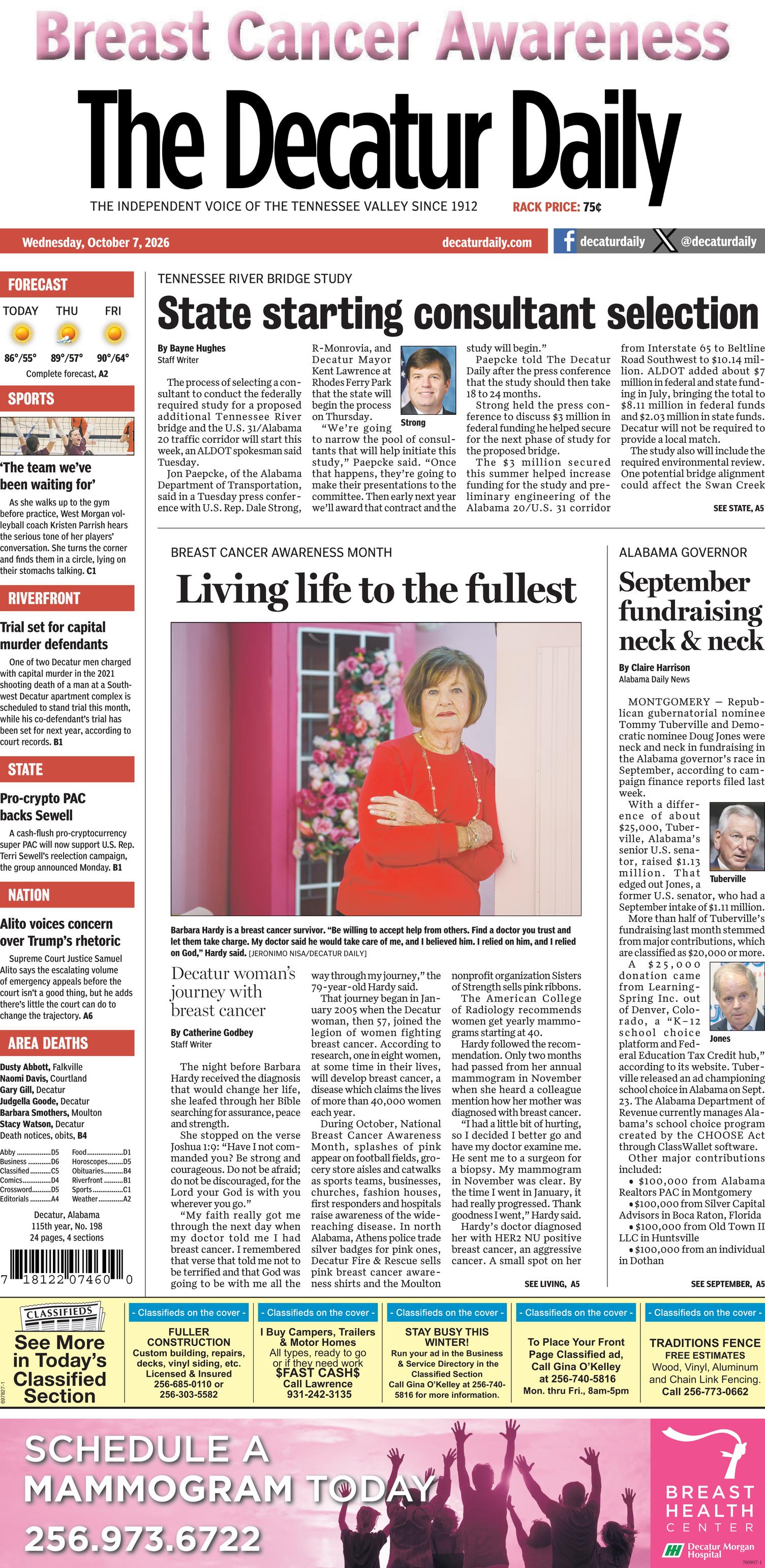 Prima-pagina-The-Decatur-Daily-oggi-edizione-di-oggi-20261007
