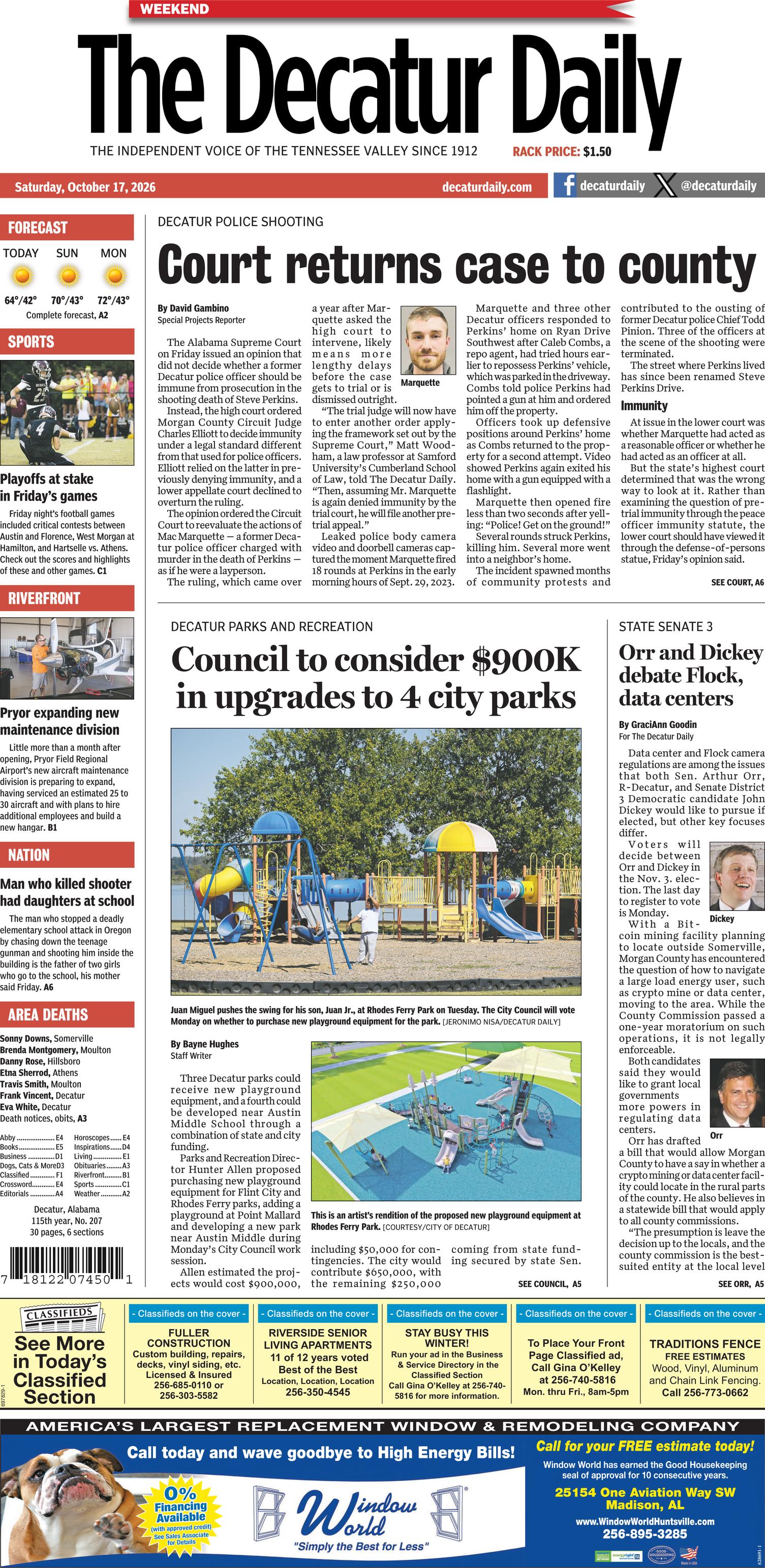 Prima-pagina-The-Decatur-Daily-oggi-edizione-di-oggi-20261017