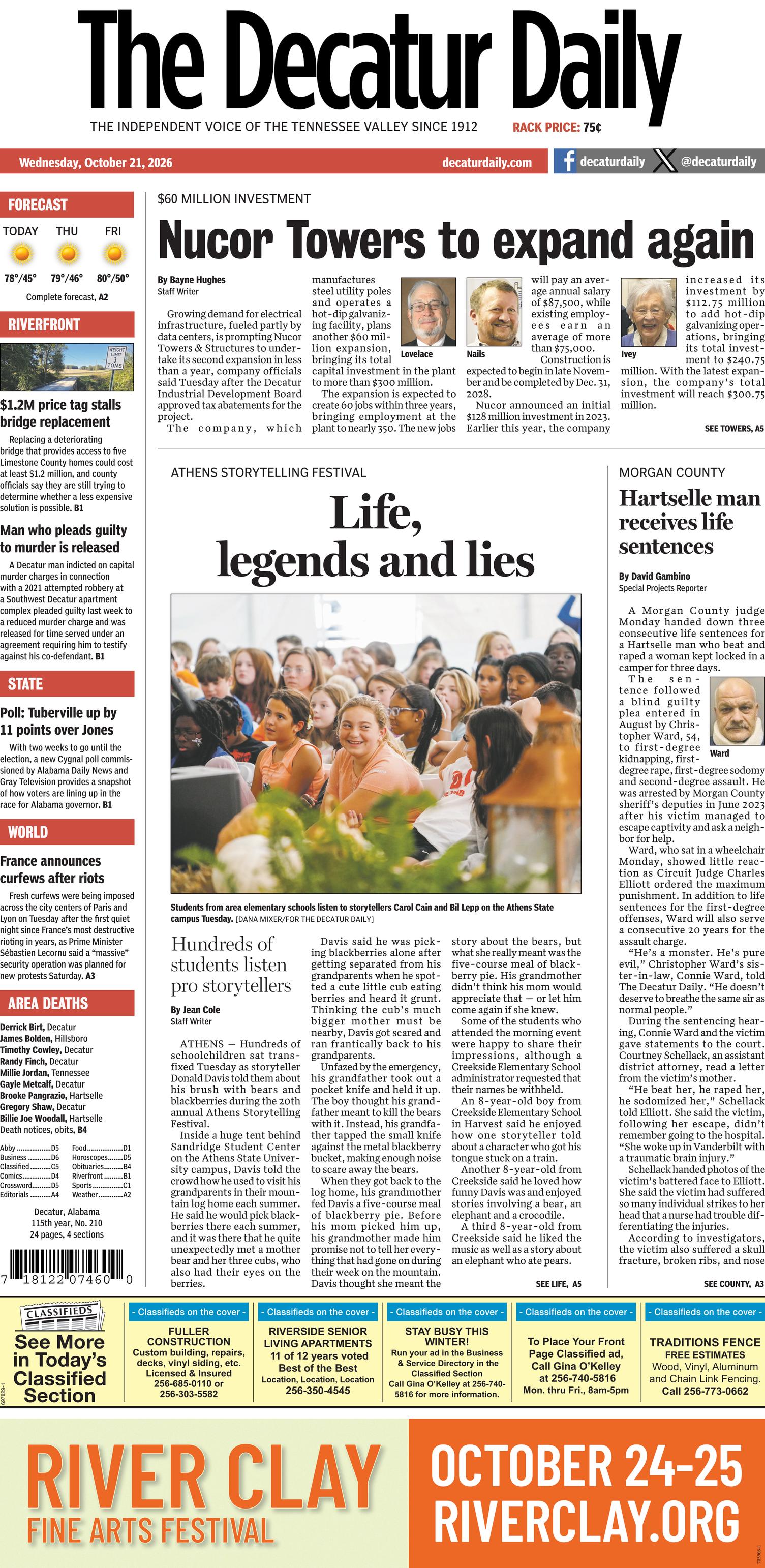 Prima-pagina-The-Decatur-Daily-oggi-edizione-di-oggi-20261021