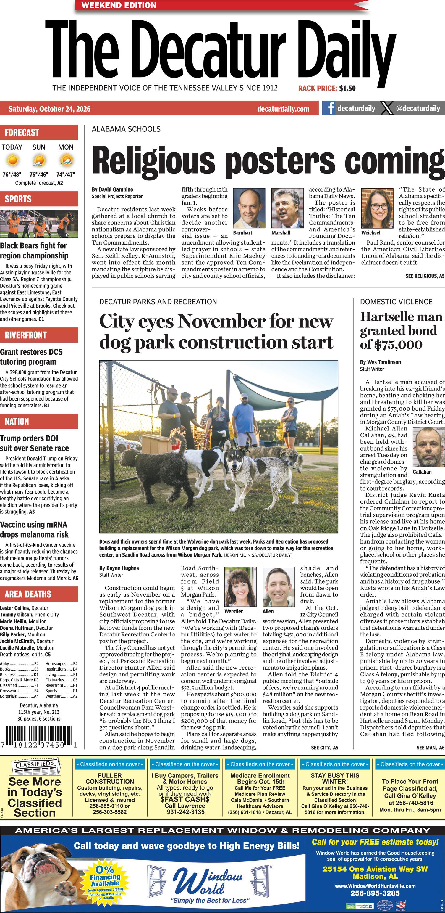 Prima-pagina-The-Decatur-Daily-oggi-edizione-di-oggi-20261024