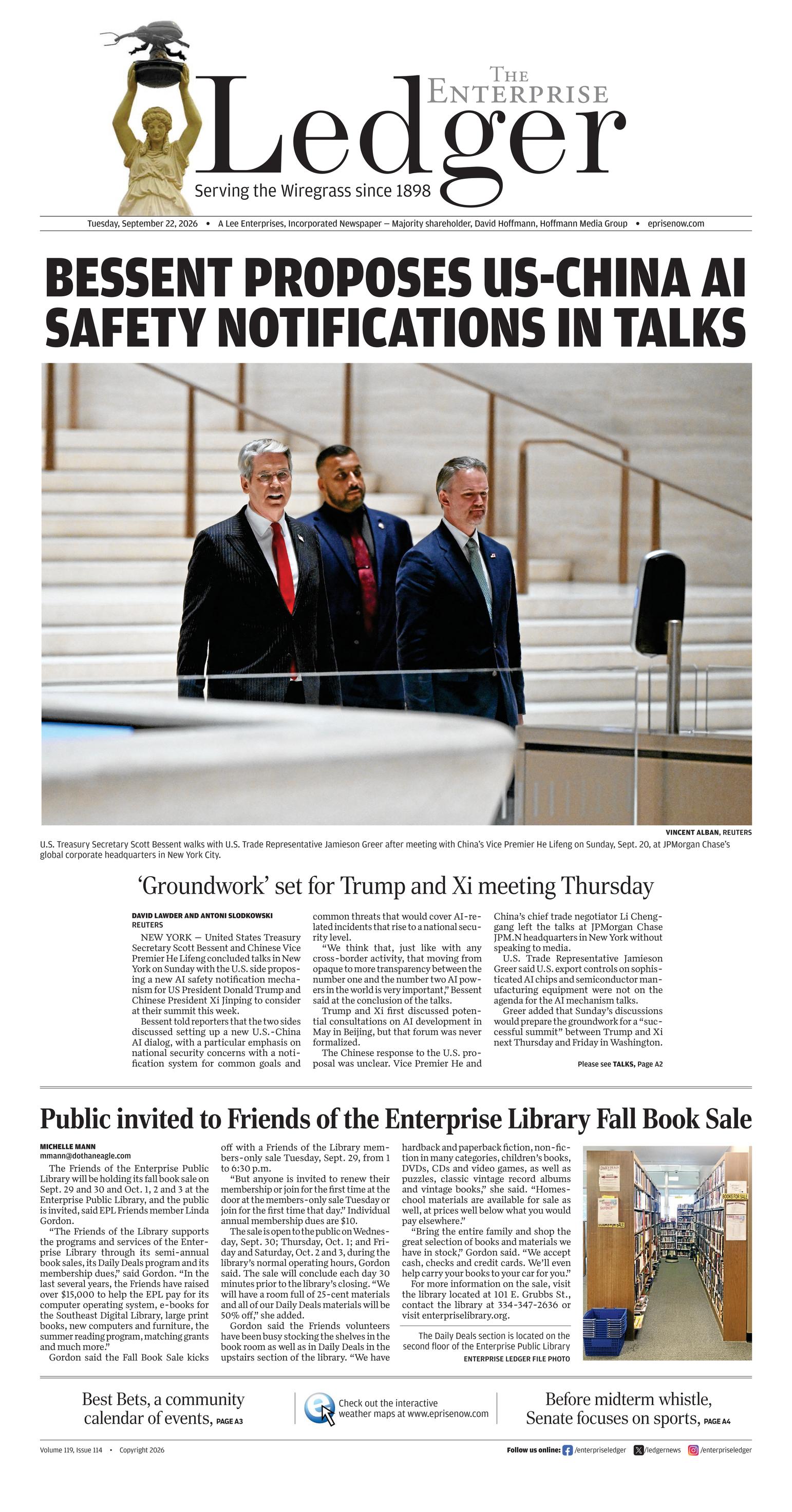 Prima-pagina-The-Enterprise-Ledger-oggi-edizione-di-oggi-20260922